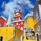 Sintra, Portugal - June 5, 2016: The Pena National Palace. The castle is a national monument and constitutes one of the major expressions of 19th-century Romanticism in the world.