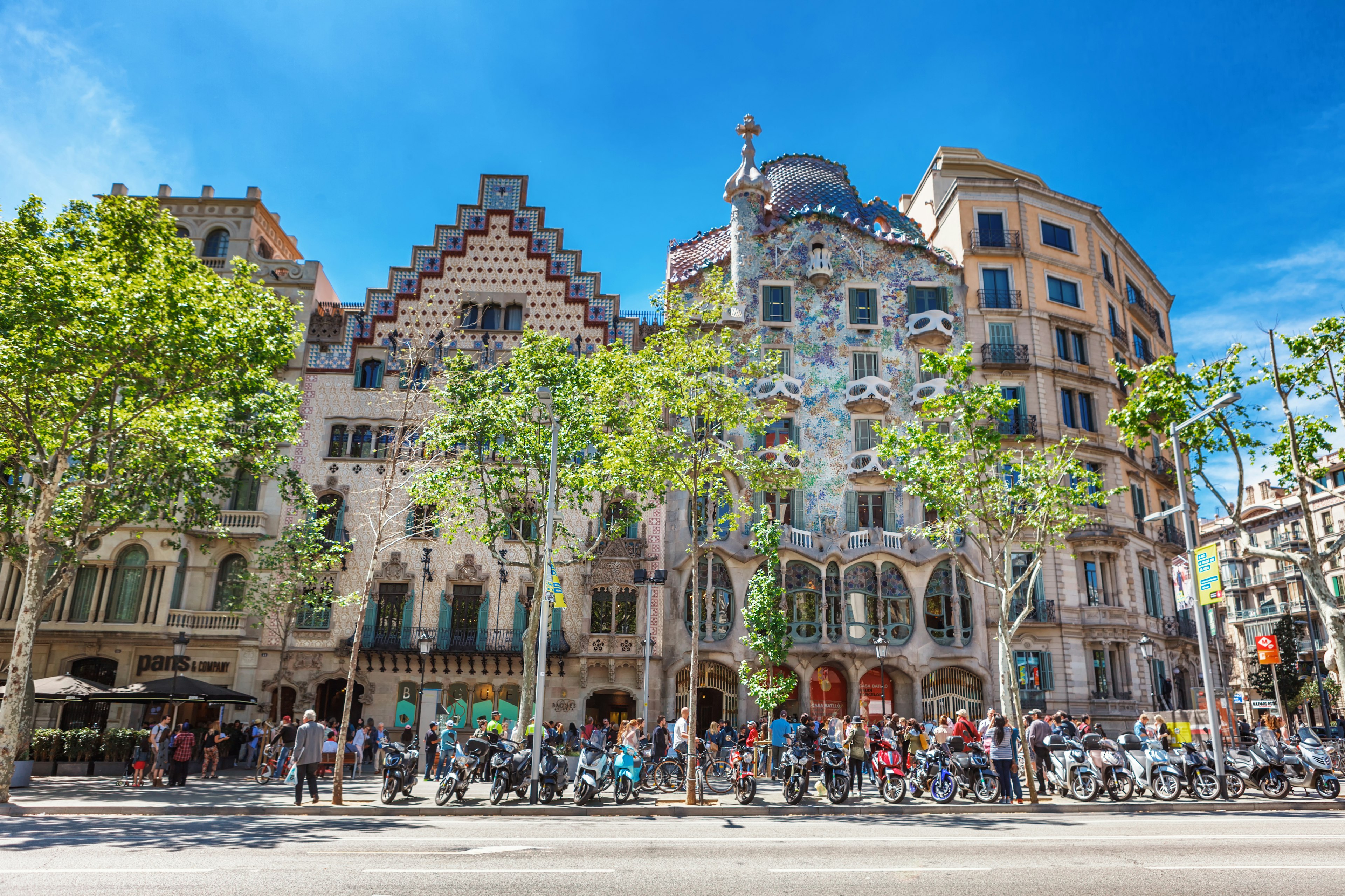 Casa Amatller, Casa Batllo and Casa Lleó Morera on Passeig de Gràcia in L'Eixample, Barcelona.