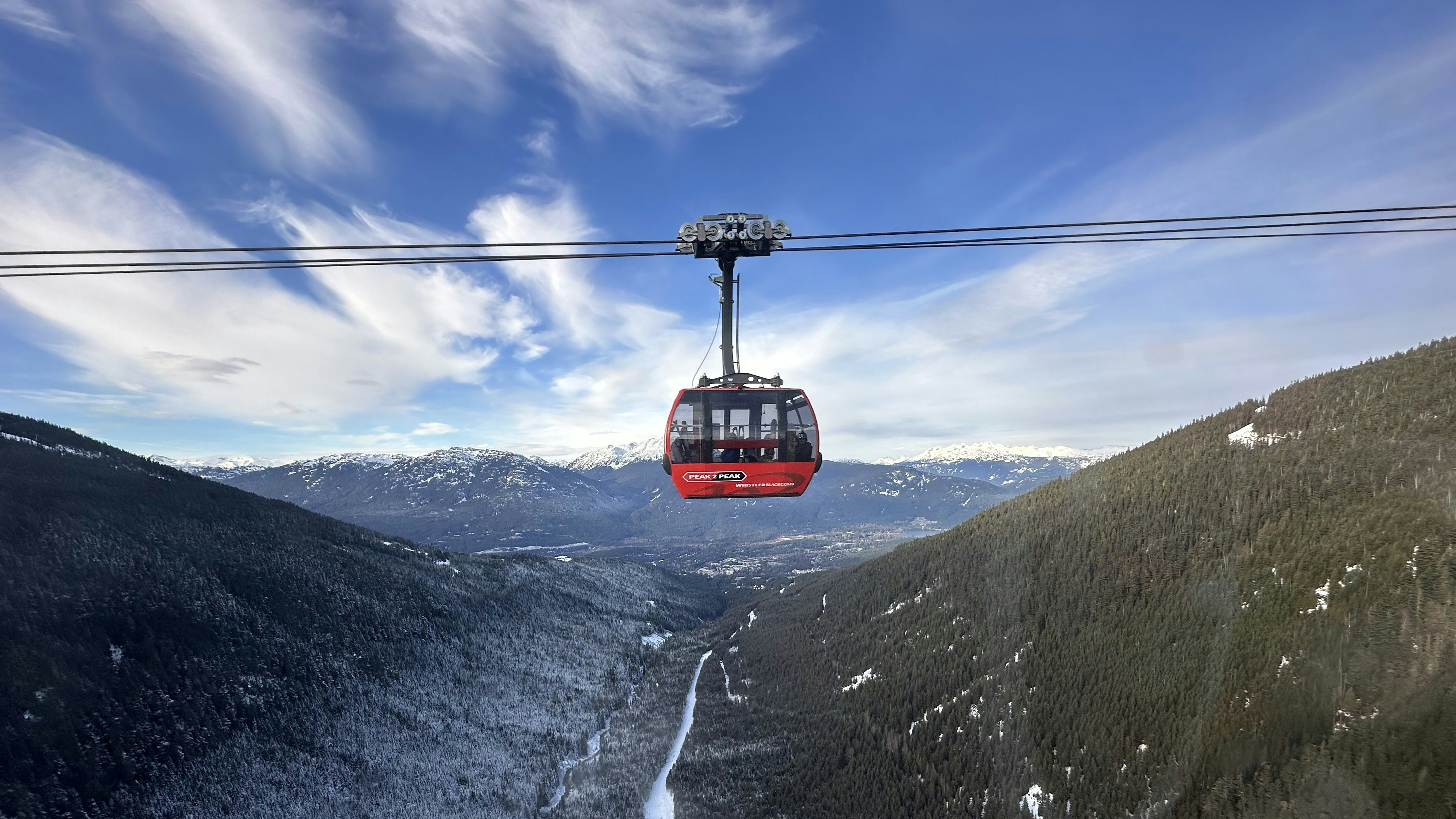 The Peak 2 Peak Gondola connects Whistler and Blackcomb mountains.