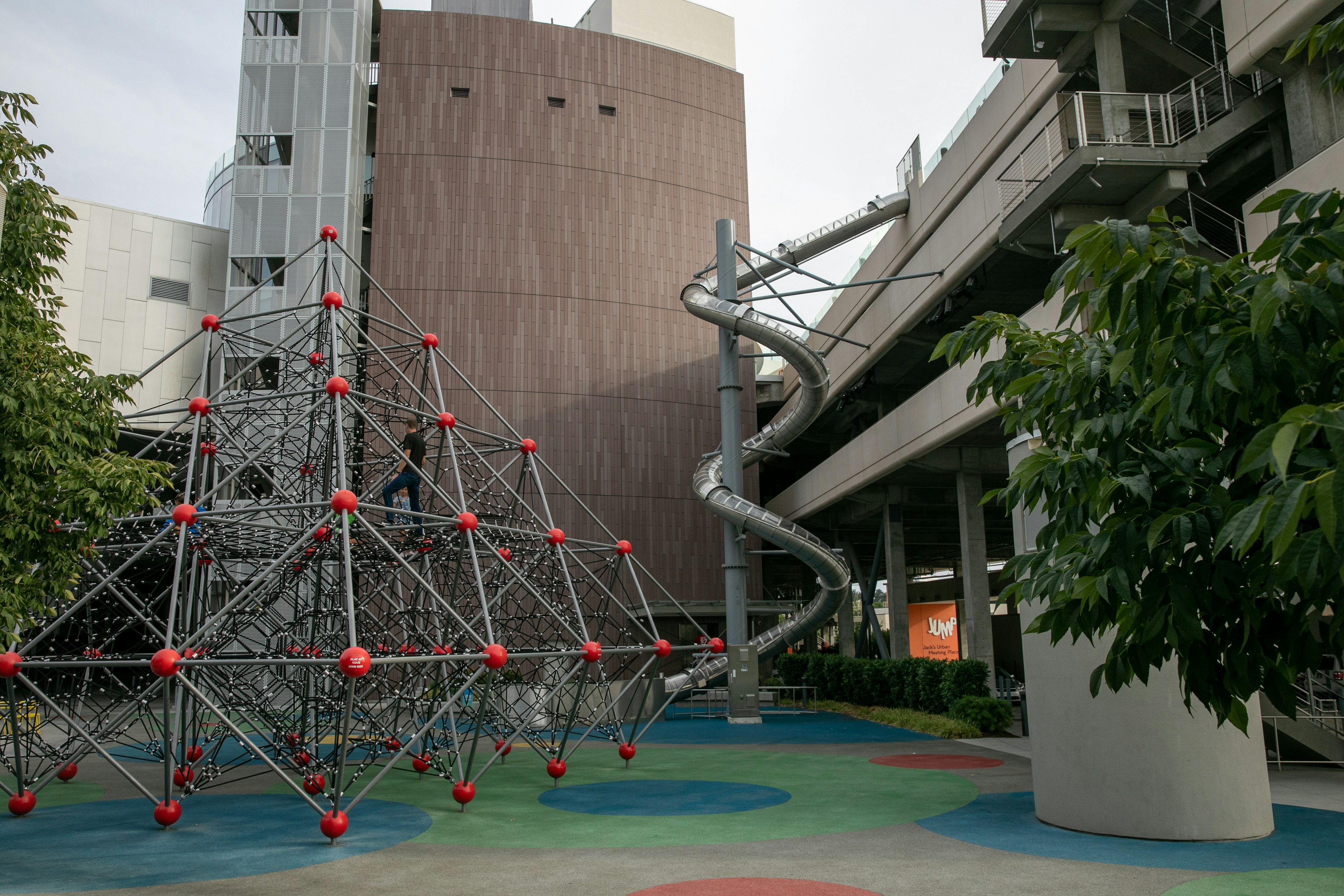 A climbing structure at JUMP, a community center in Boise, ID.