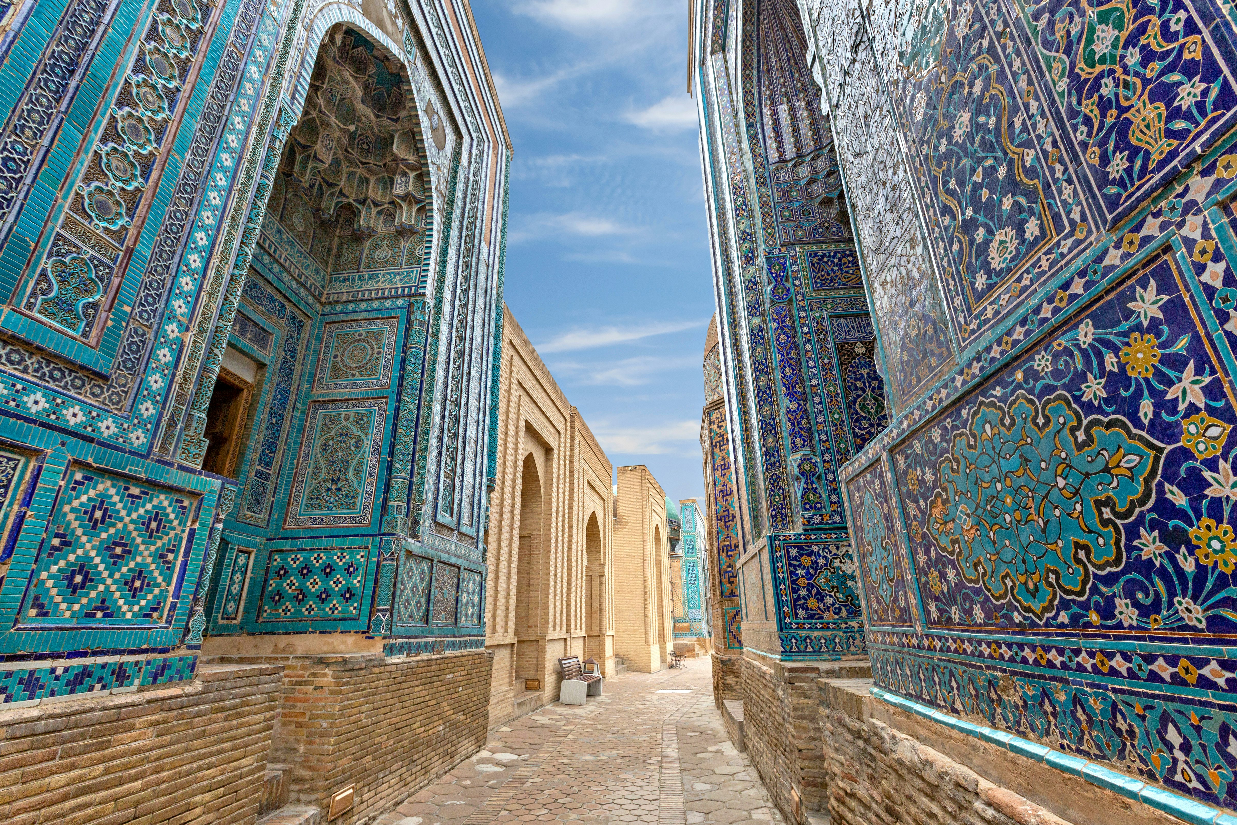 Historical necropolis and mausoleums of Shakhi Zinda, Samarkand, Uzbekistan.  License Type: media  Download Time: 2024-03-18T02:34:14.000Z  User: ceri_lp  Is Editorial: No  purchase_order: