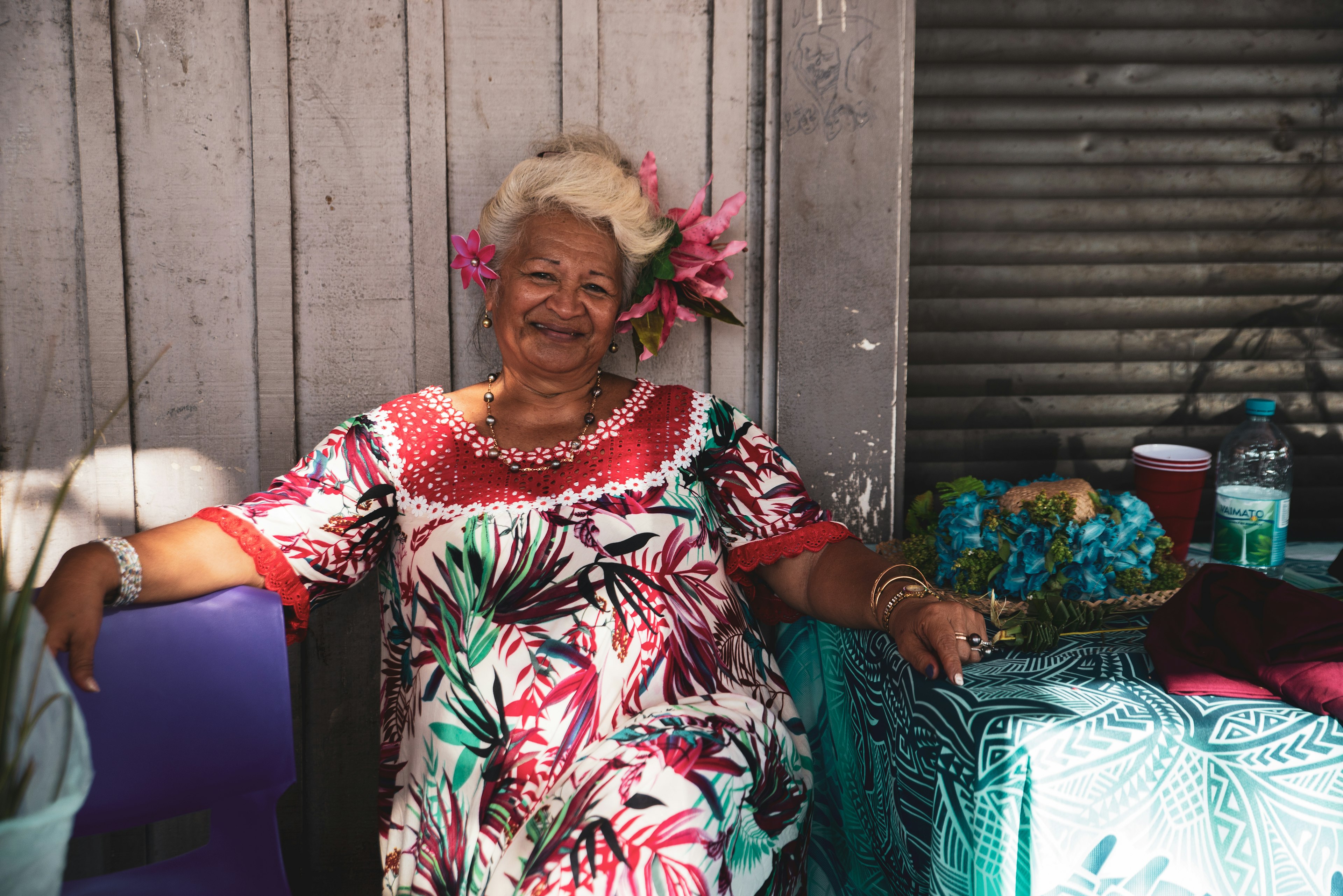 French Polynesia, Tahiti island, 09/03/2019:  a beautiful old woman in the Central Market in Pape’ete.