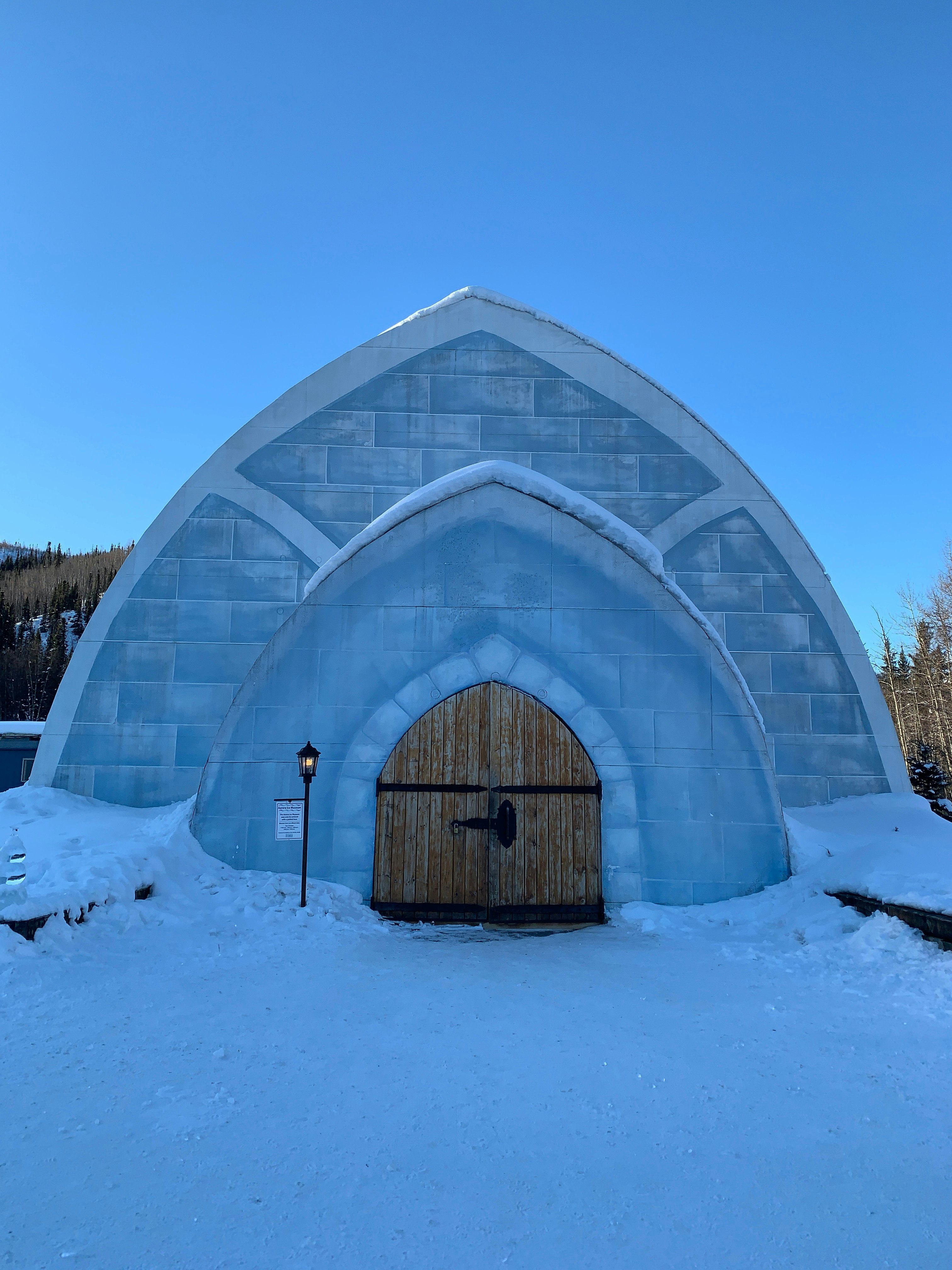 March 5 2017 : Chena Hot Springs Resort, Fairbanks, Alaska : In front of Aurora Ice Museum during winter, Fairbanks, Alaska, USA