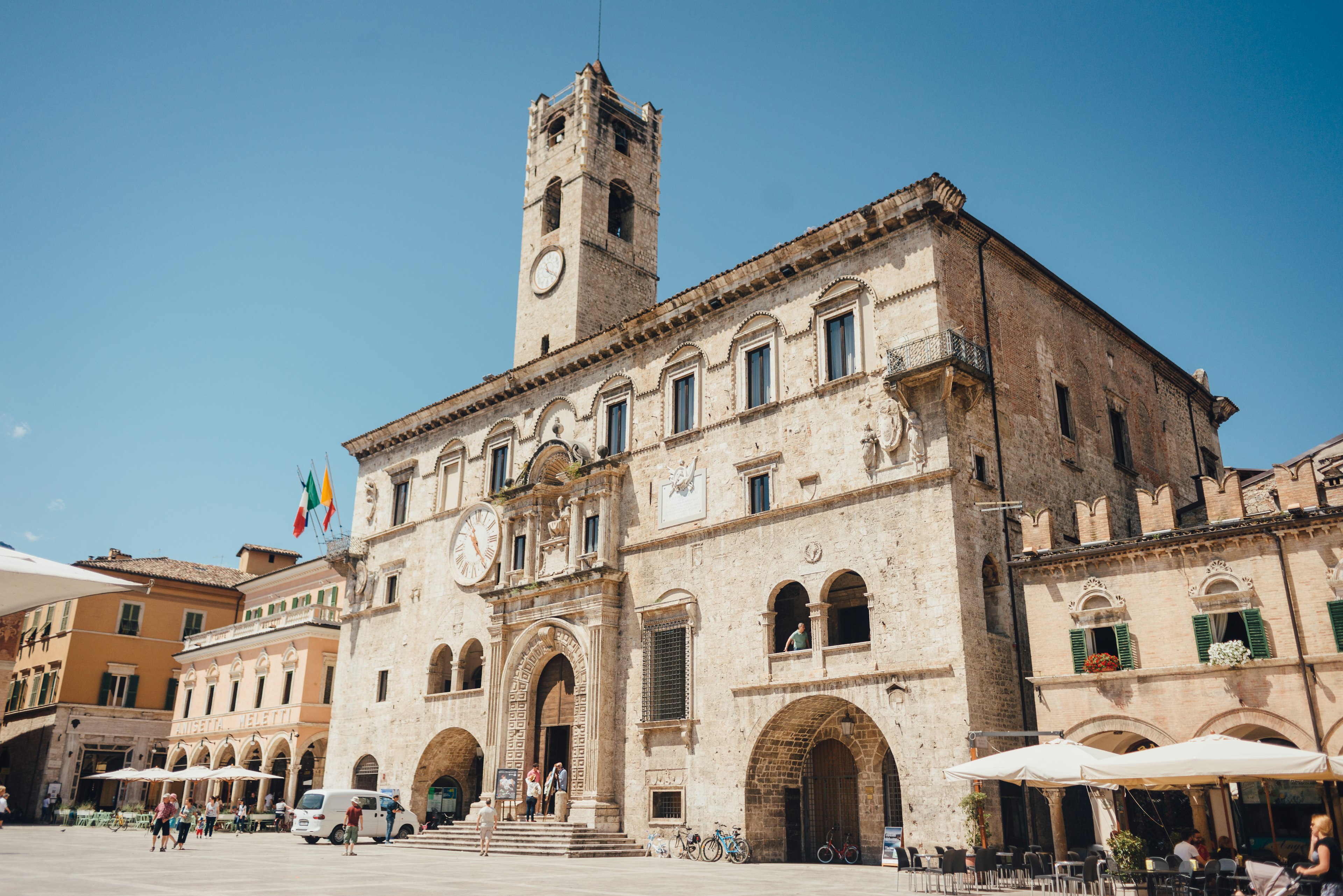 Palazzo dei Capitani del Popolo in Ascoli Picenco on a sunny day.