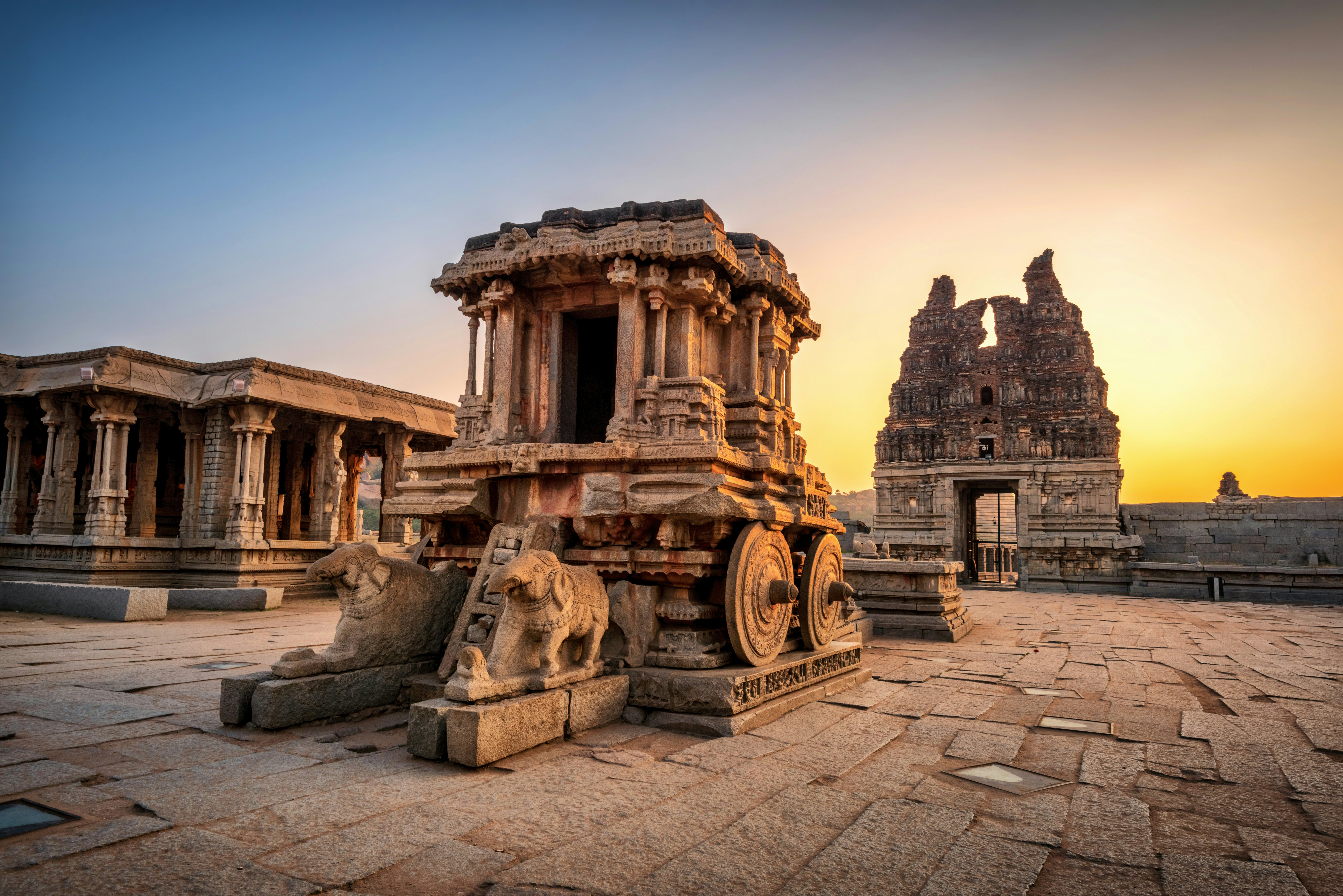 A shrine in the shape of a chariot at the Vittala Temple in Hampi, Karnataka.