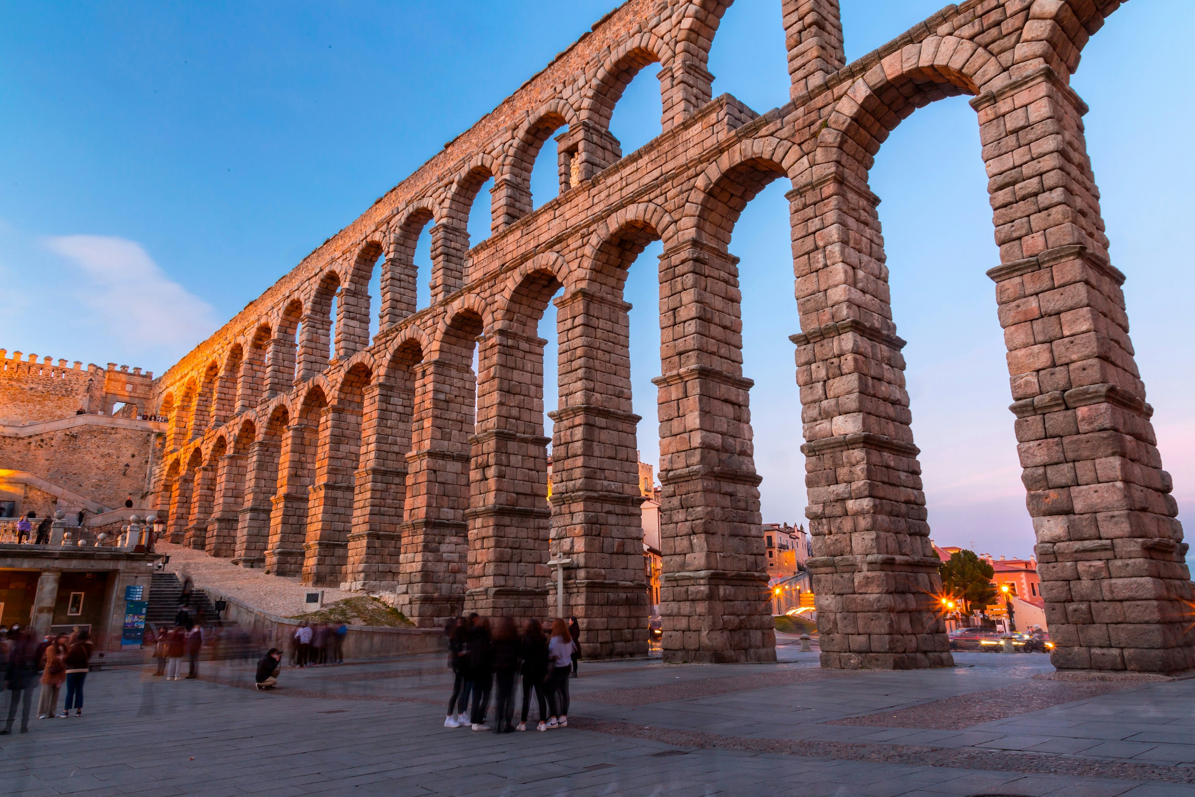 The ancient Roman aqueduct of Segovia, one of the best-preserved elevated Roman aqueducts and the foremost symbol of Segovia.