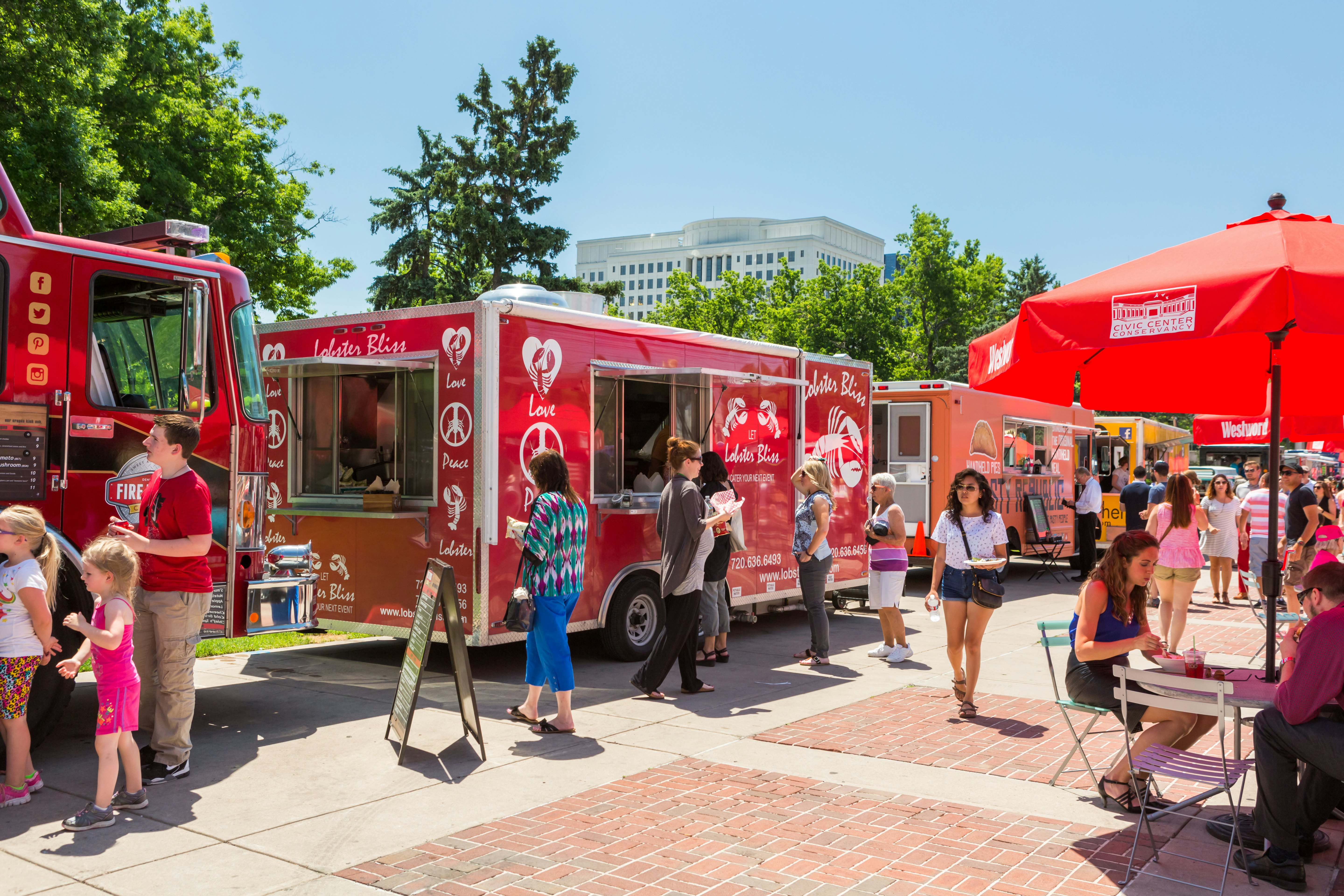 Food trucks at the Civic Center for Civic Center Eats event in Denver.