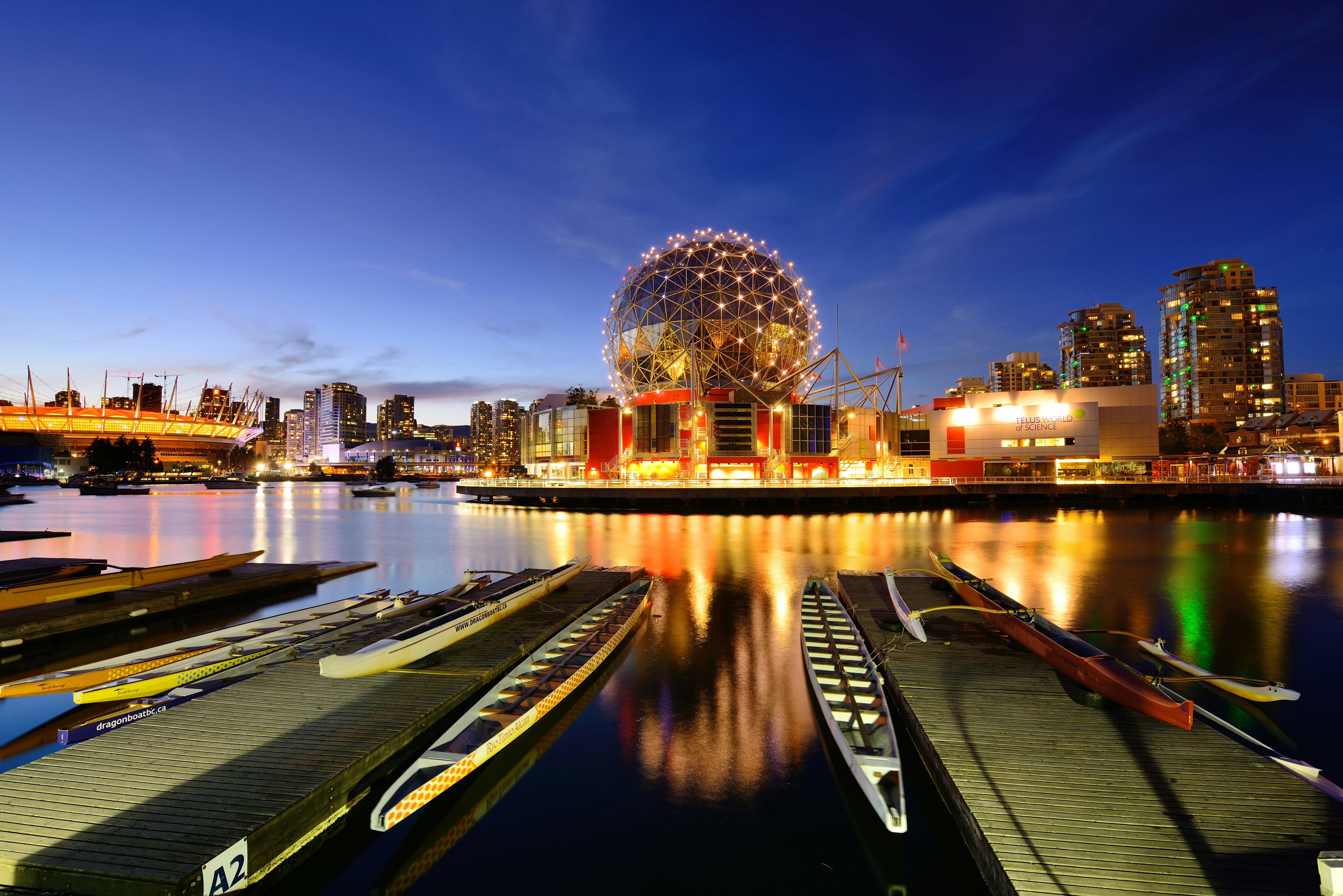 Science World waterfront of False Creek in Vancouver, Canada. With 603k population, it is one of the most ethnically diverse cities in Canada.