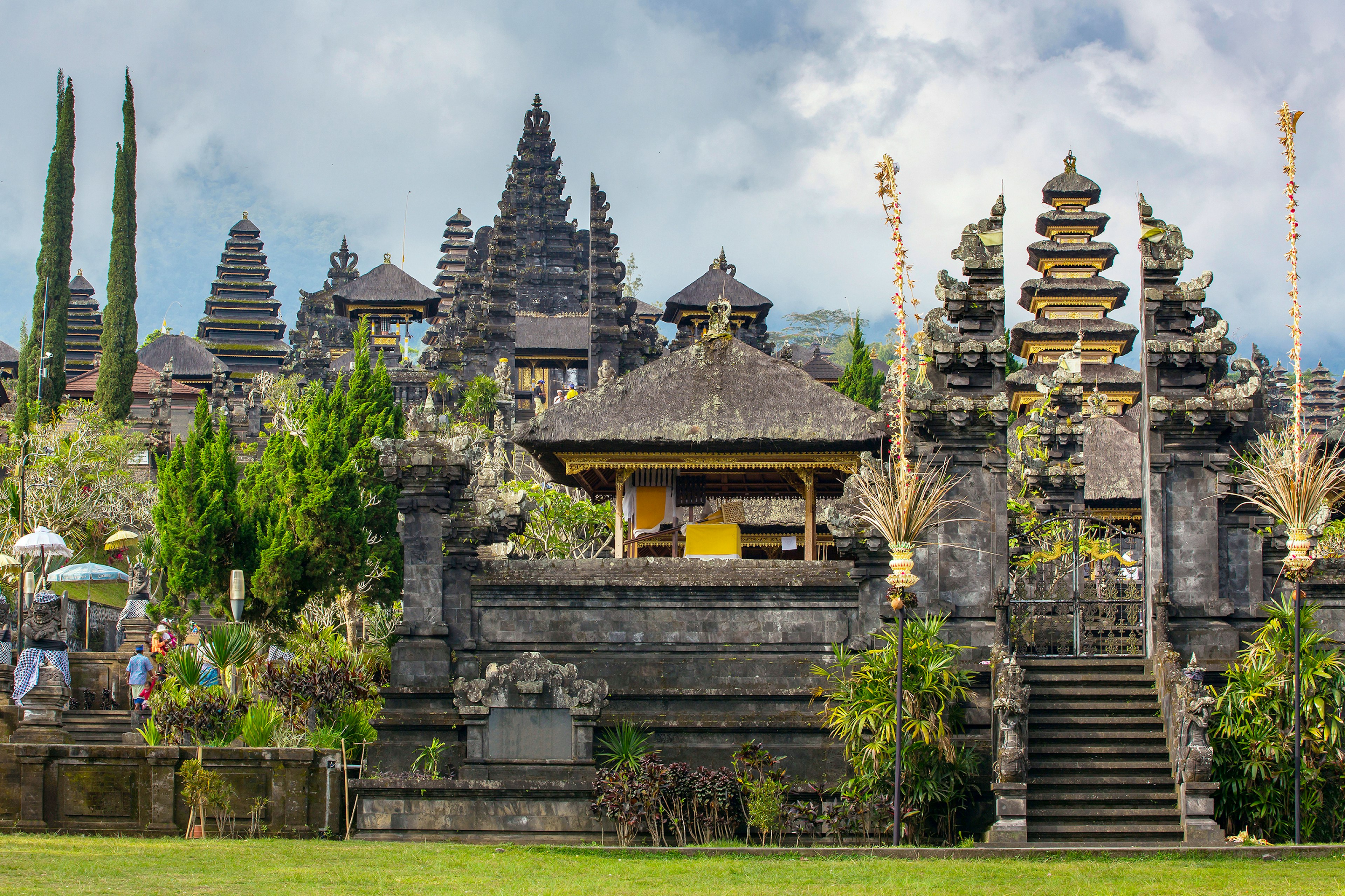 The striking architecture of the Pura Besakih Temple in Bali, Indonesia.