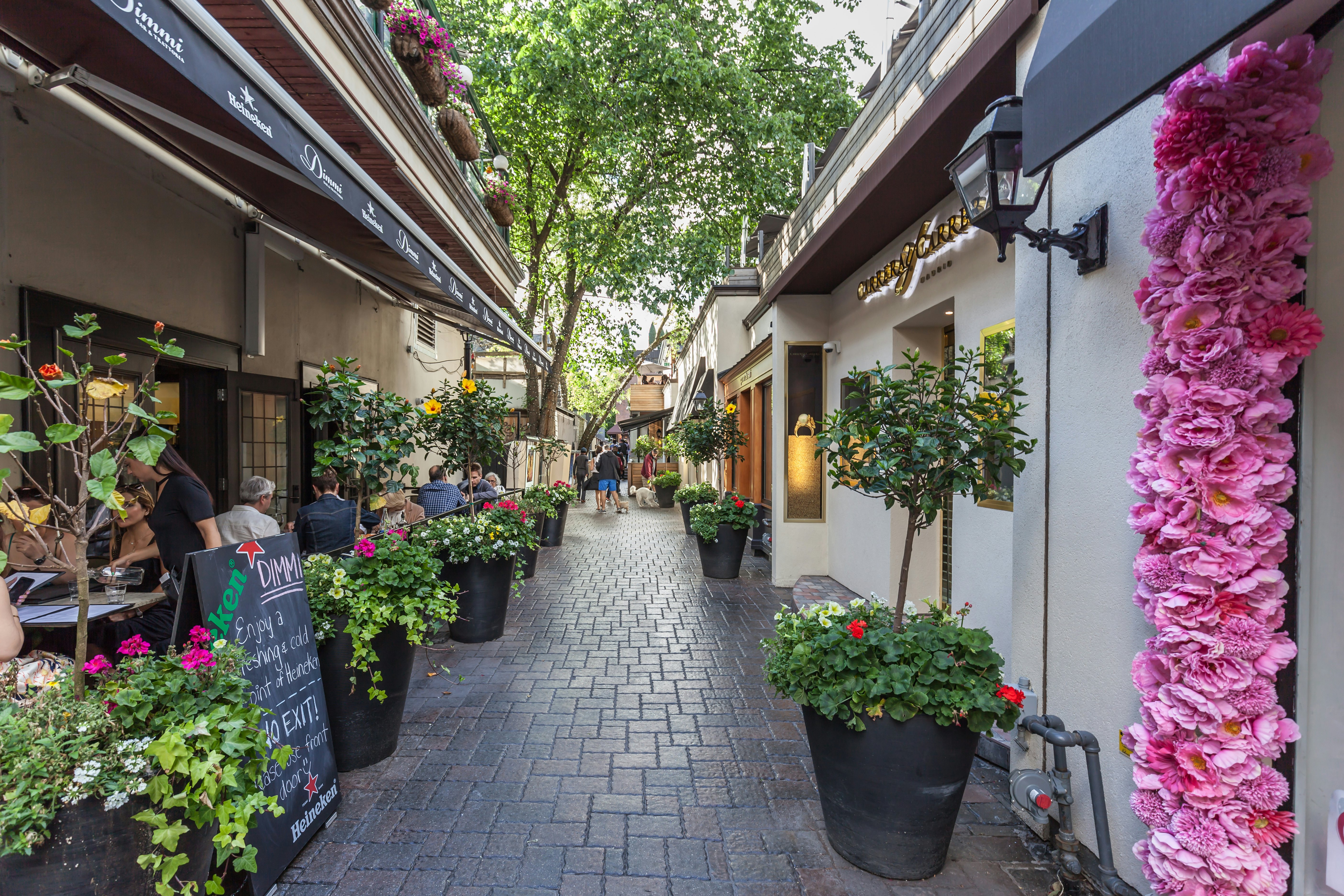 Toronto, Canada - June 25, 2017: One of the lanes at Bloor-Yorkville district in Toronto, Canada.  Bloor-Yorkville district is one of Canada's most exclusive shopping districts.