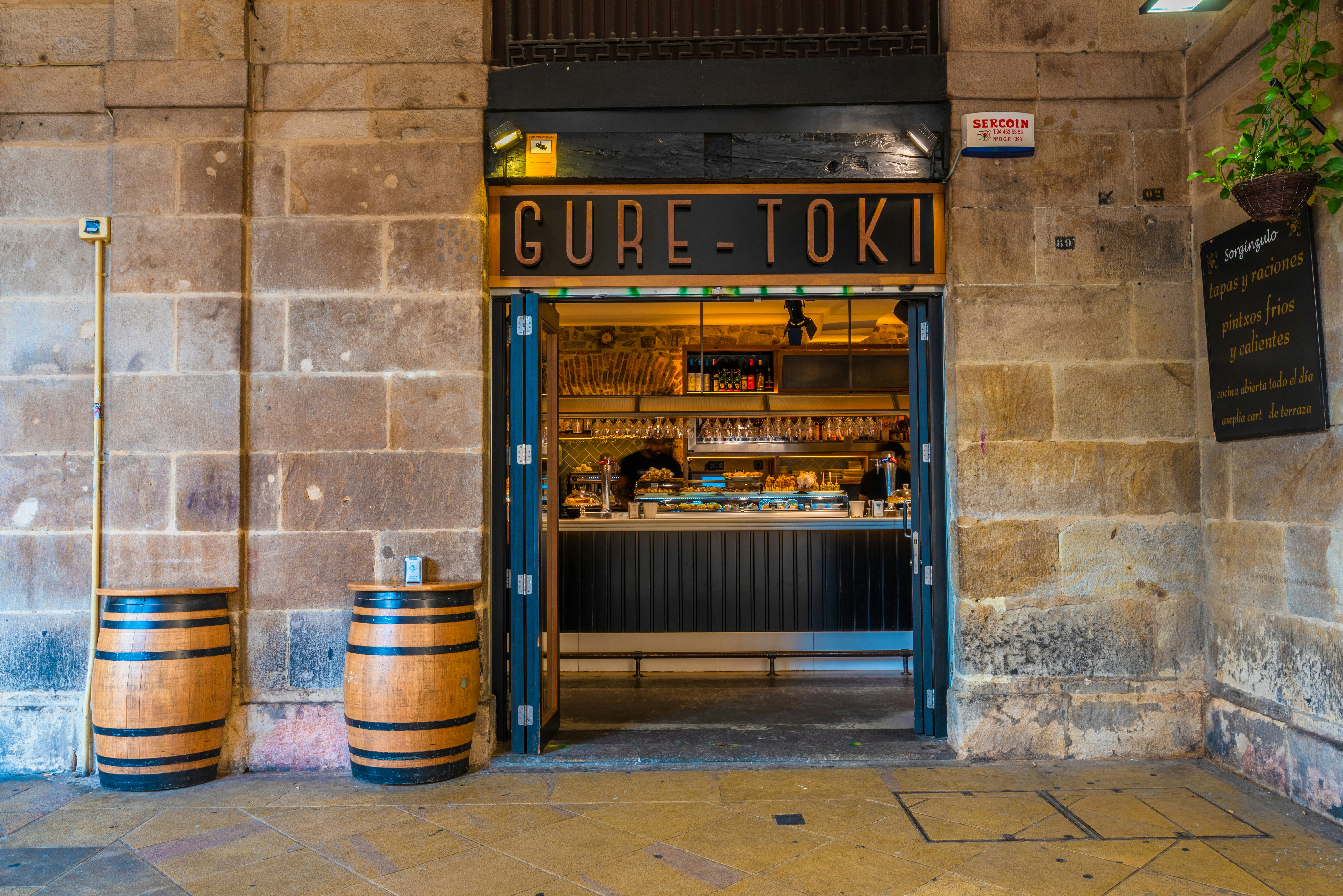 The exterior of the Pintxos bar Gure-Toki on Plaza Nueva.