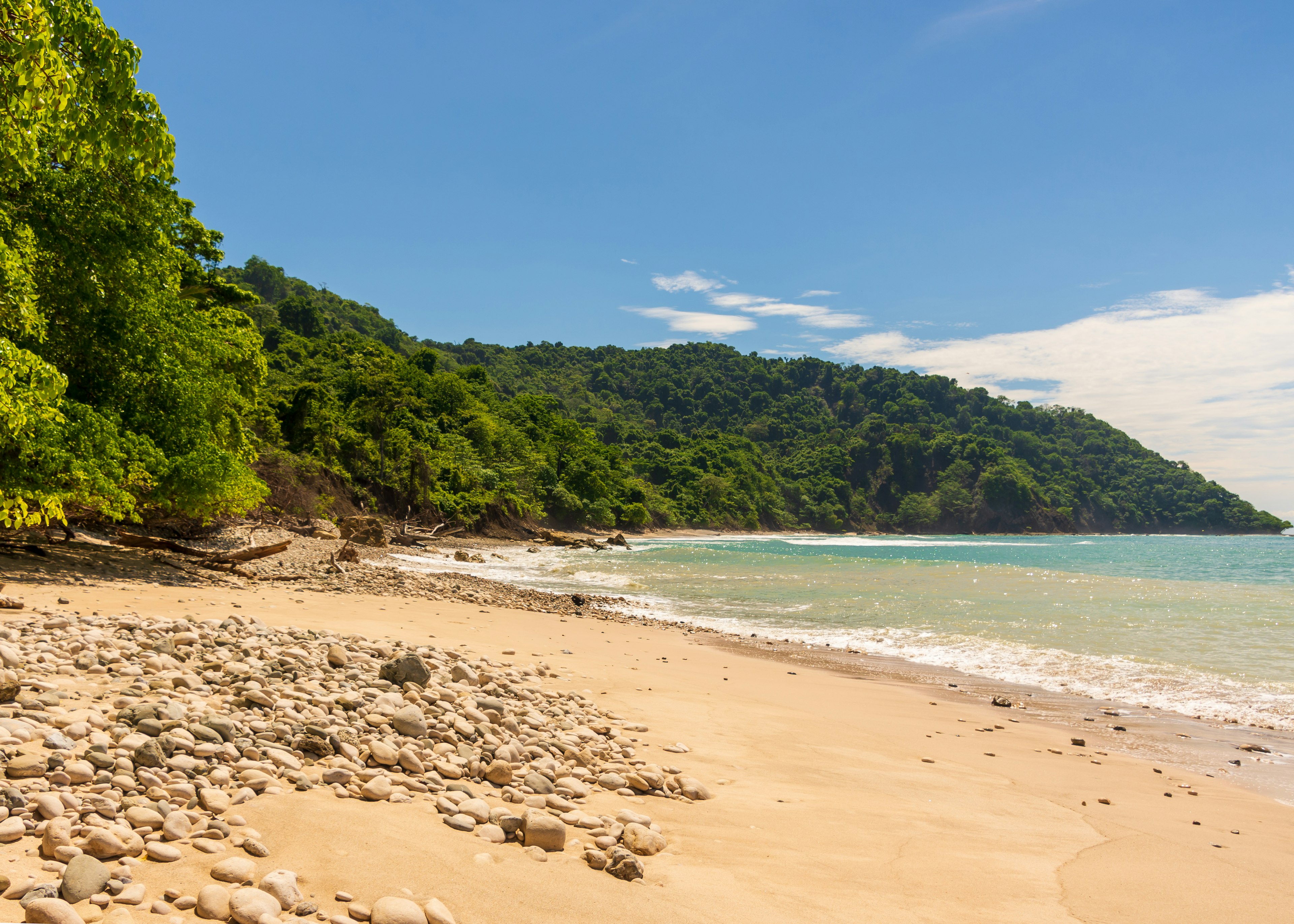 The beach at Cabo Blanco nature reserve near the town of Montezuma in Costa Rica.