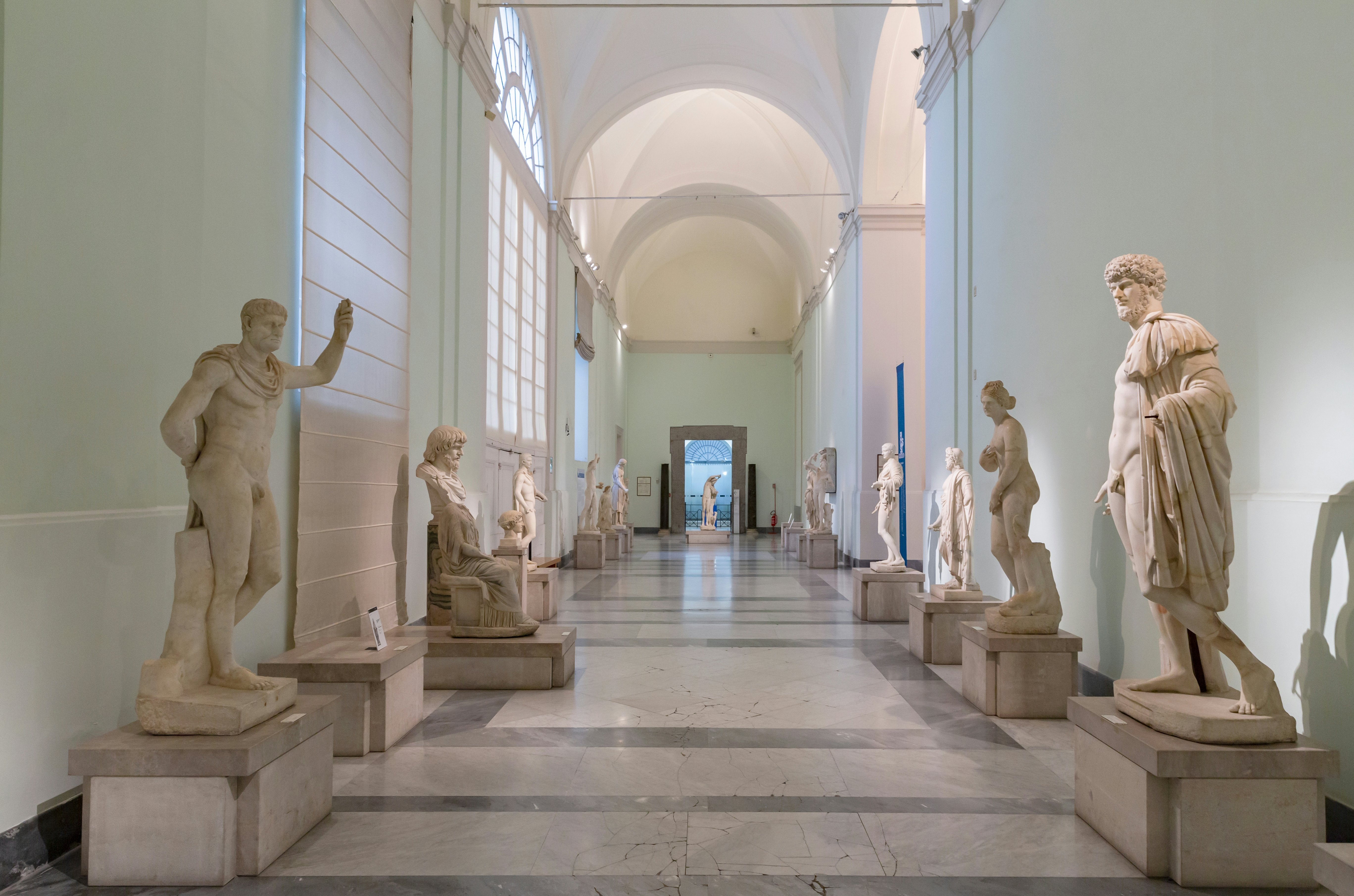 Naples, Italy - April 20, 2023: Hallway in National Archaeological Museum of Naples