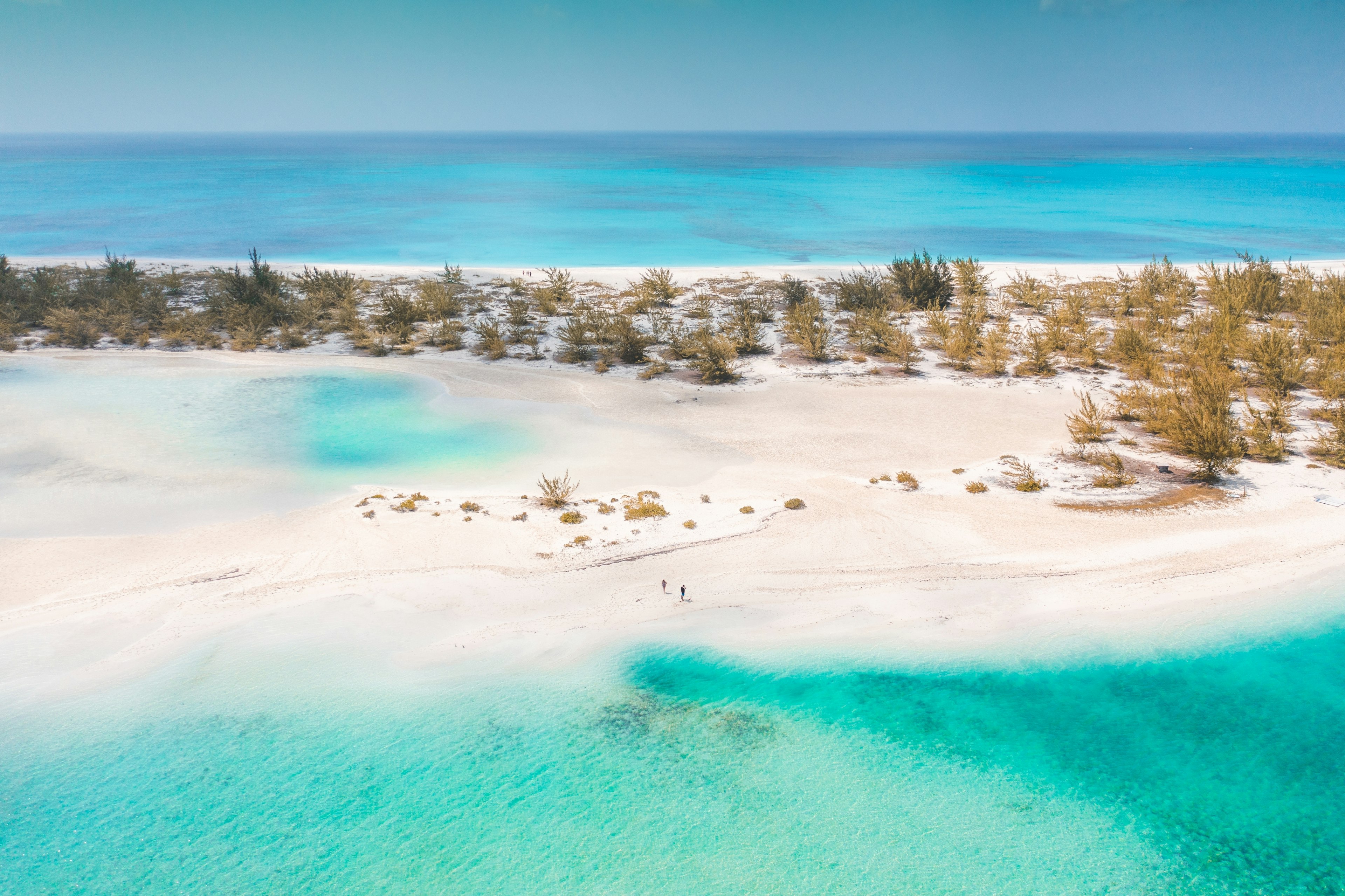 Desolate beaches of Half Moon Bay in Turks and Caicos Islands.