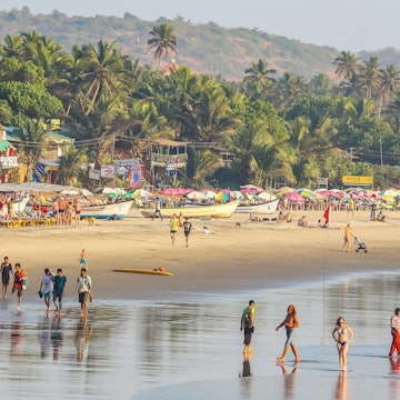 Arambol, Goa, India - February 23rd, 2019. View of people on the Arambol beach.; Shutterstock ID 2542346155; purchase_order: 65050 - Digital Destinations and Articles; job: Lonely Planet Online Editorial; client: Best beaches in Goa; other: Brian Healy
2542346155
aerial, asia, asian, background, beauty, bharat, blue, bright, coast, coastline, coconut, colorful, destination, exotic, eye, fisher, fisherman, fishermen, fishing, hippie, holiday, idyllic, indian, landscape, male, natural, nature, ocean, outdoor, palm, paradise, relaxation, river, sand, sea, shack, shore, sky, summer, sunny, tourism, tourist, travel, tree, trip, tropic, tropical, vacation, view, water
Arambol, Goa, India - February 23rd, 2019. View of people on the Arambol beach