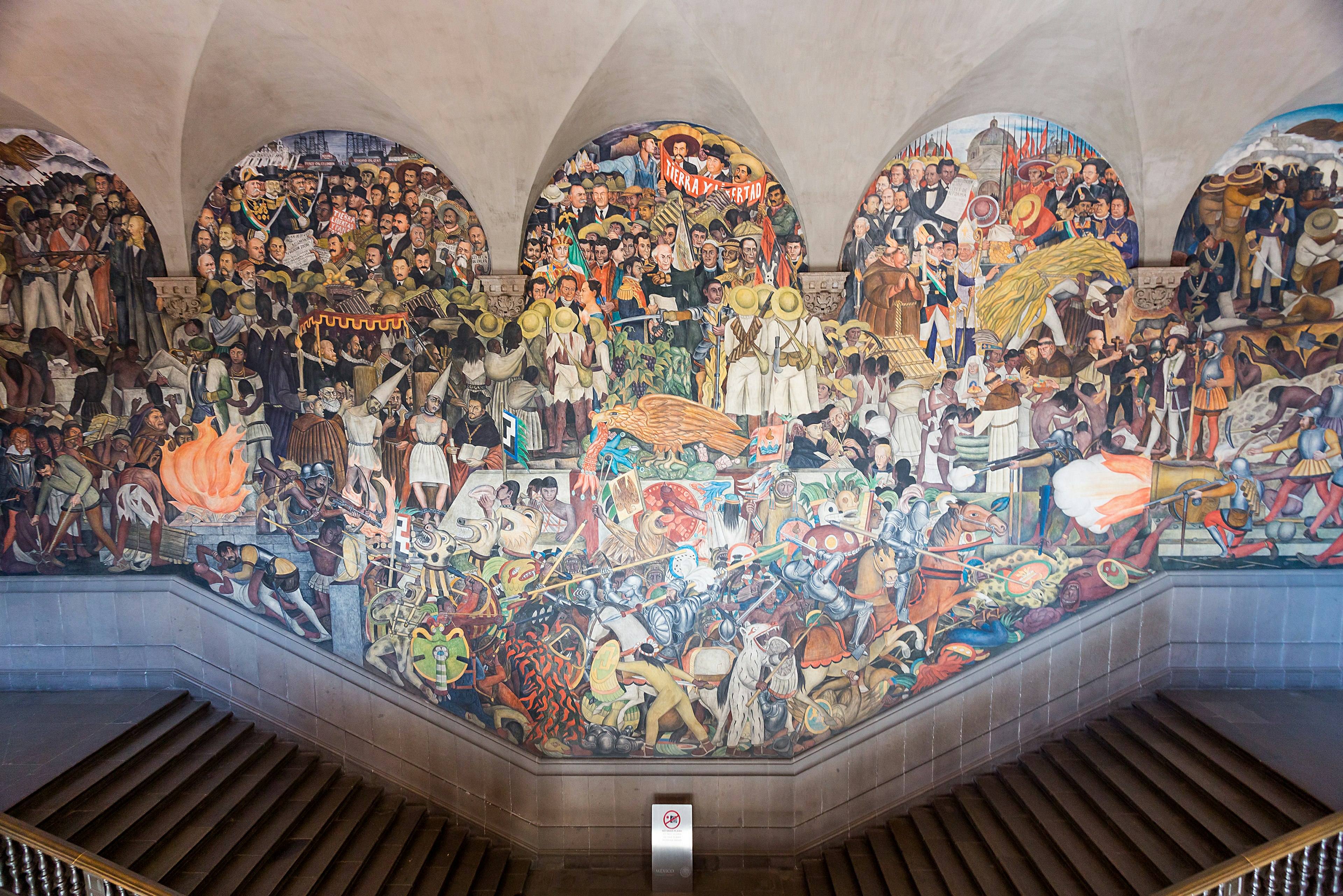 The History of Mexico, Diego Rivera fresco mural, National Palace, Mexico City, Mexico