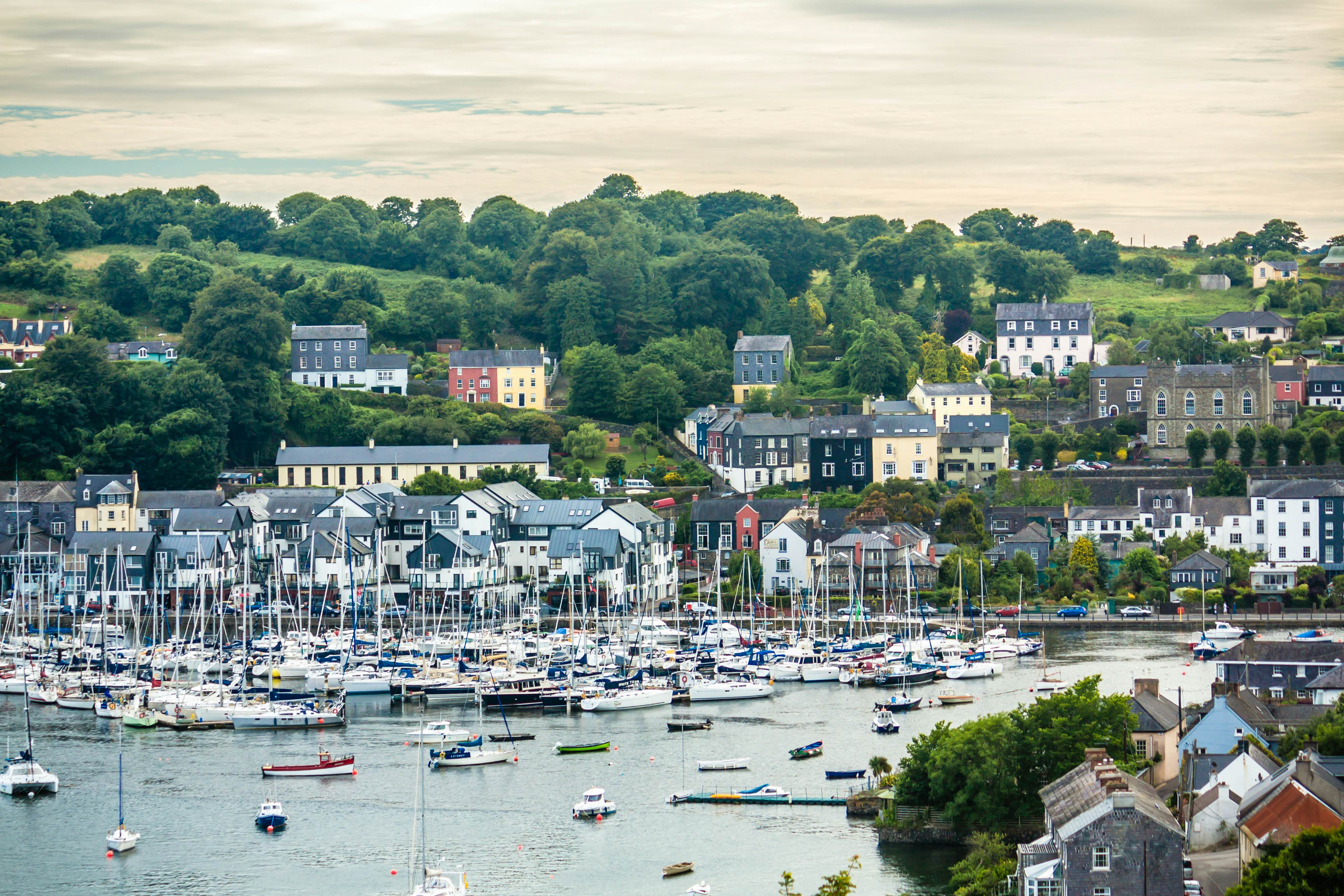 View of the Kinsale Harbour during sunset, County Cork, Ireland.