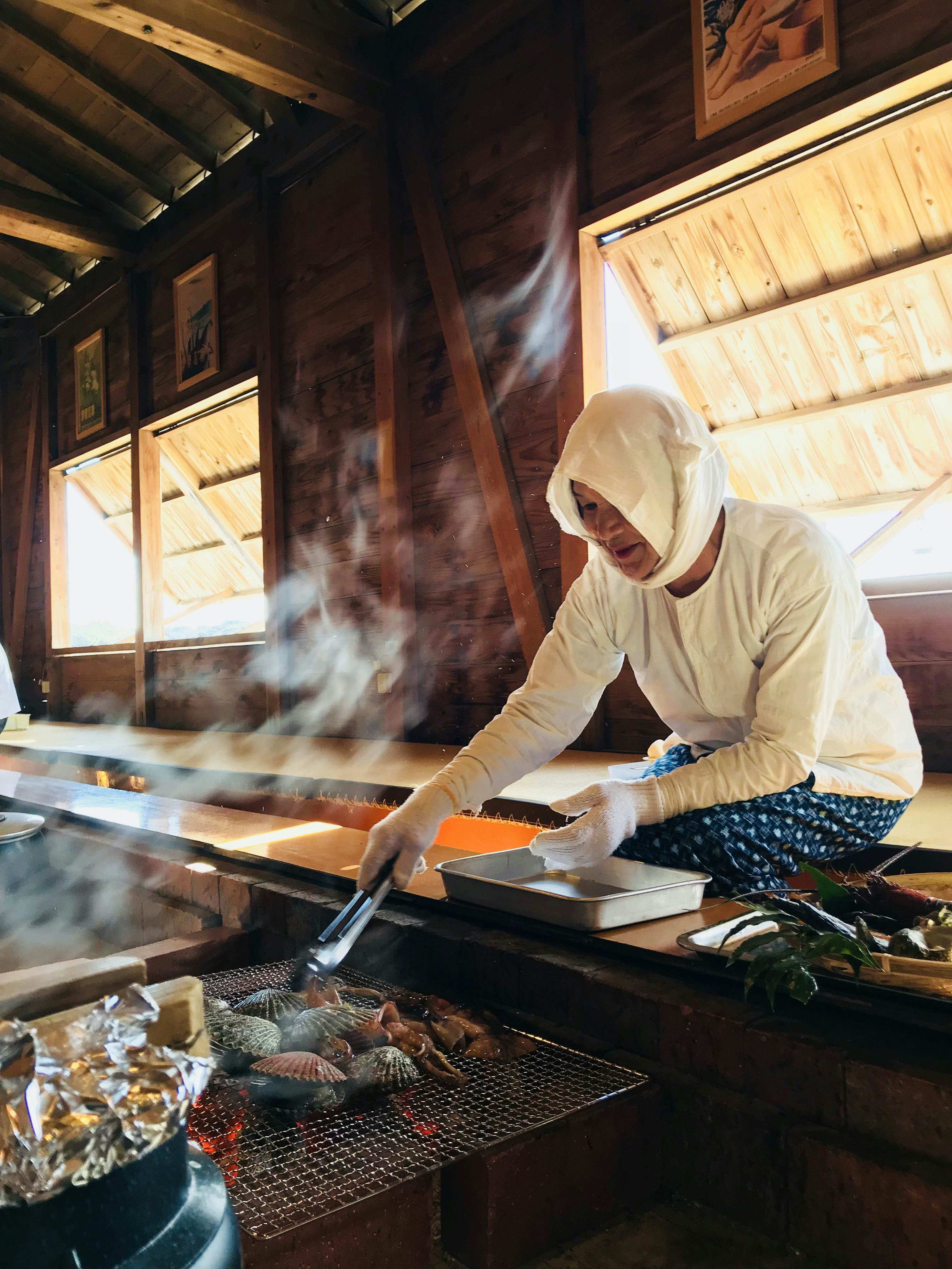 Female pearl divers called ama traditionally plant and harvests the oysters off the Mikimoto Pearl Island, near Ise, Japan