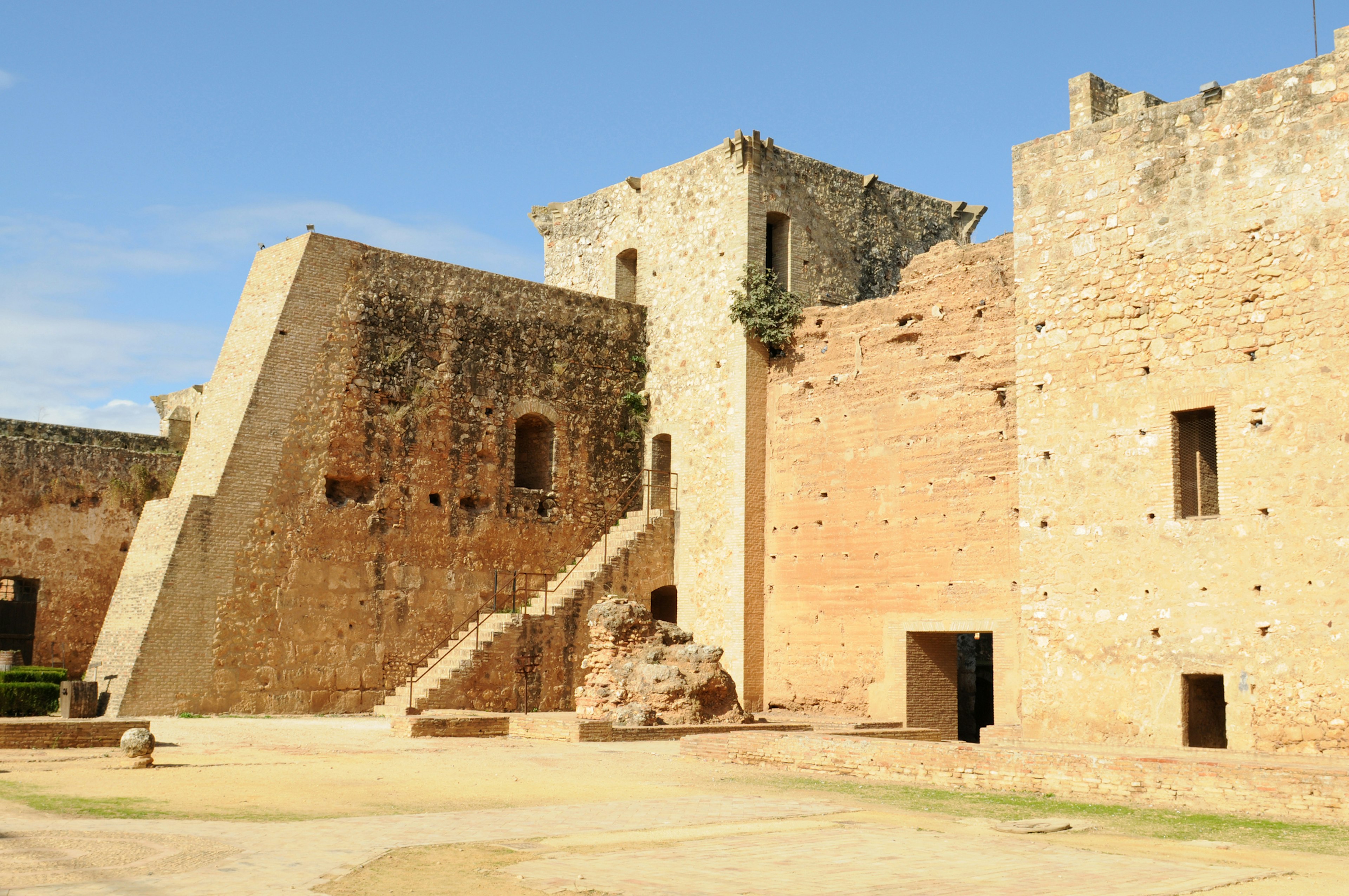 The towering medieval walls of Niebla near Huelva, Andalucia, Spain.