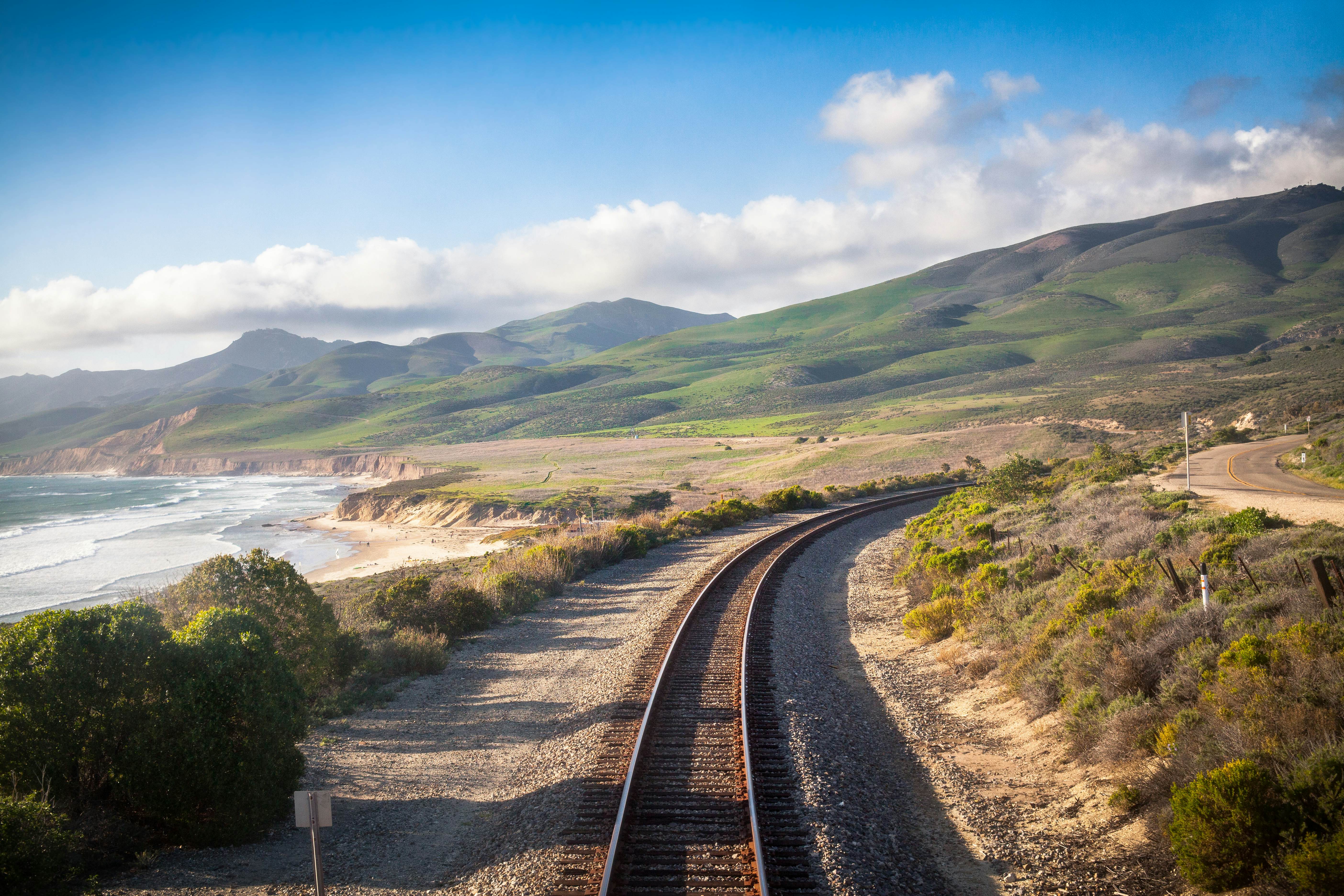 A railroad track on the central California coast