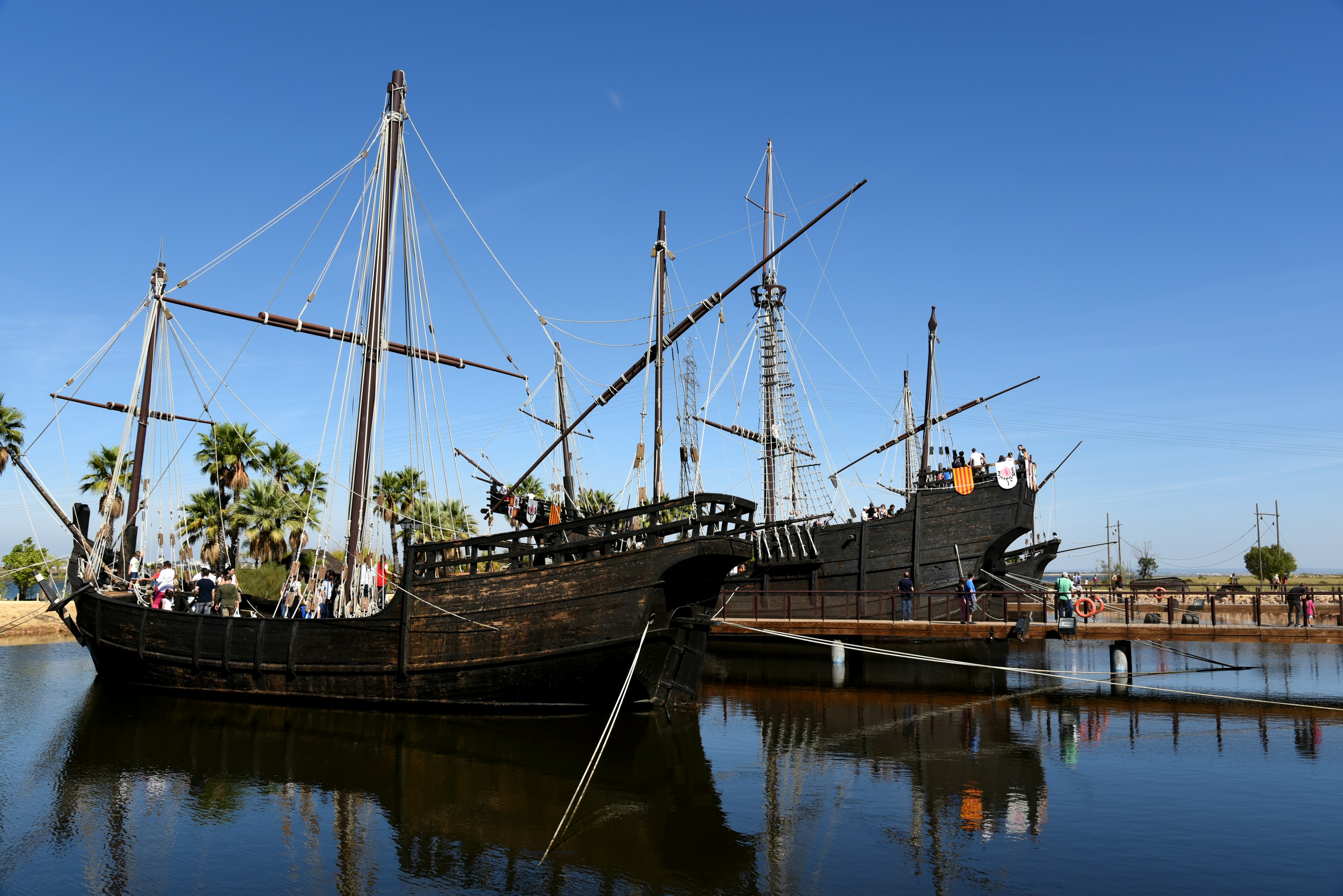 Replicas of the ships used by Christopher Columbus at La Rábida near Huelva.