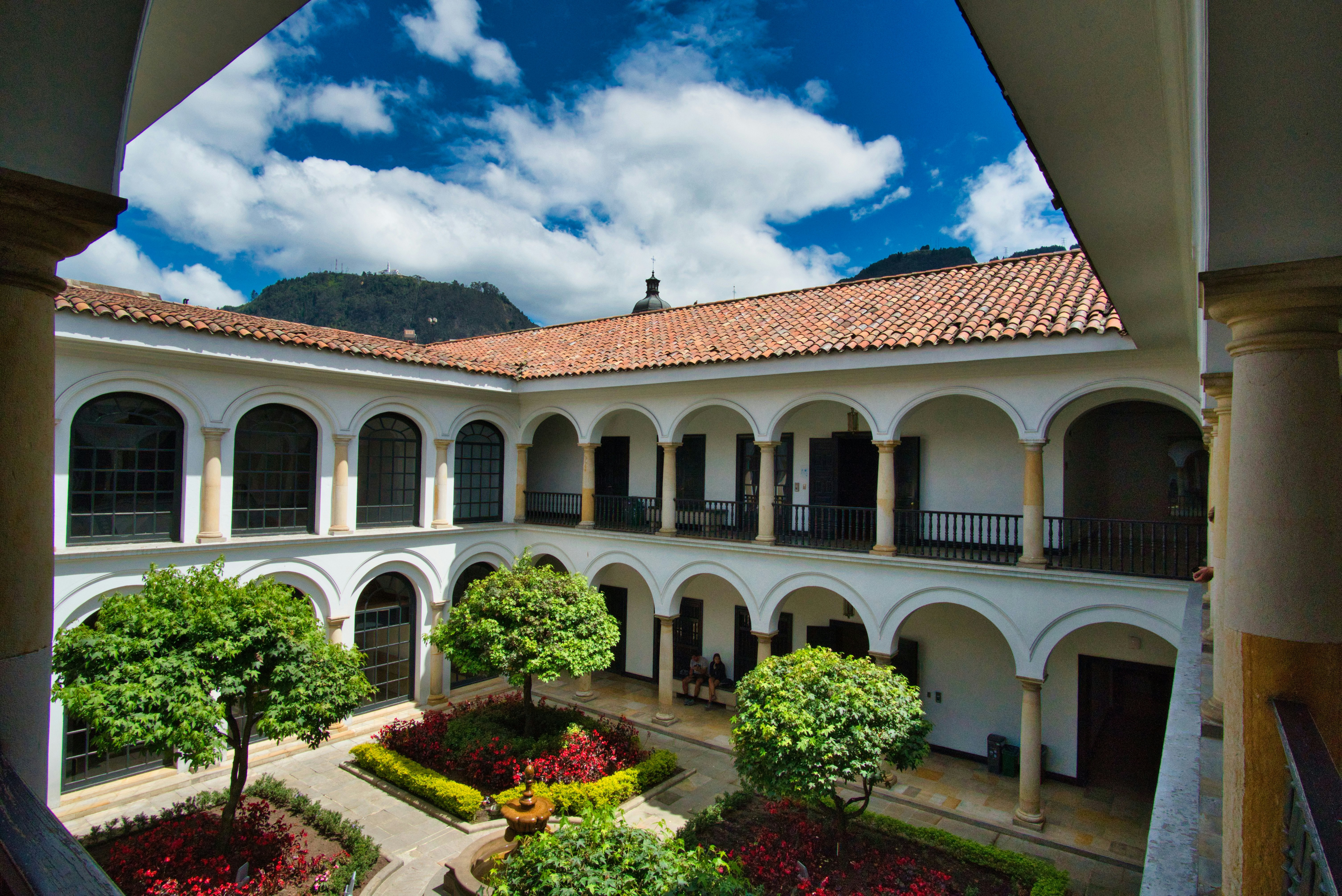 Museo Botero with view to Monserrate  in Bogota