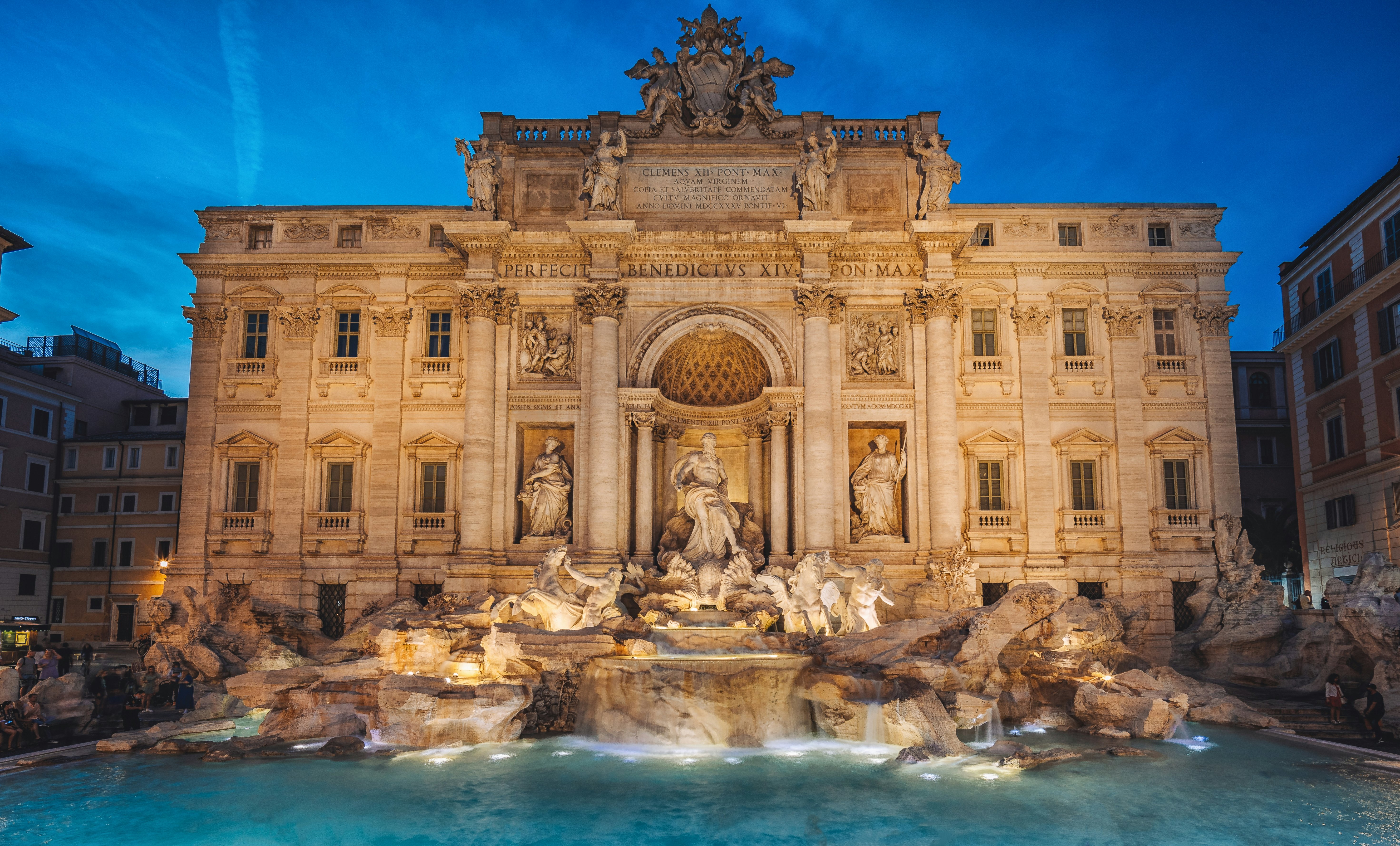 A beautiful shot of the Trevi Fountain in Rome, Italy.