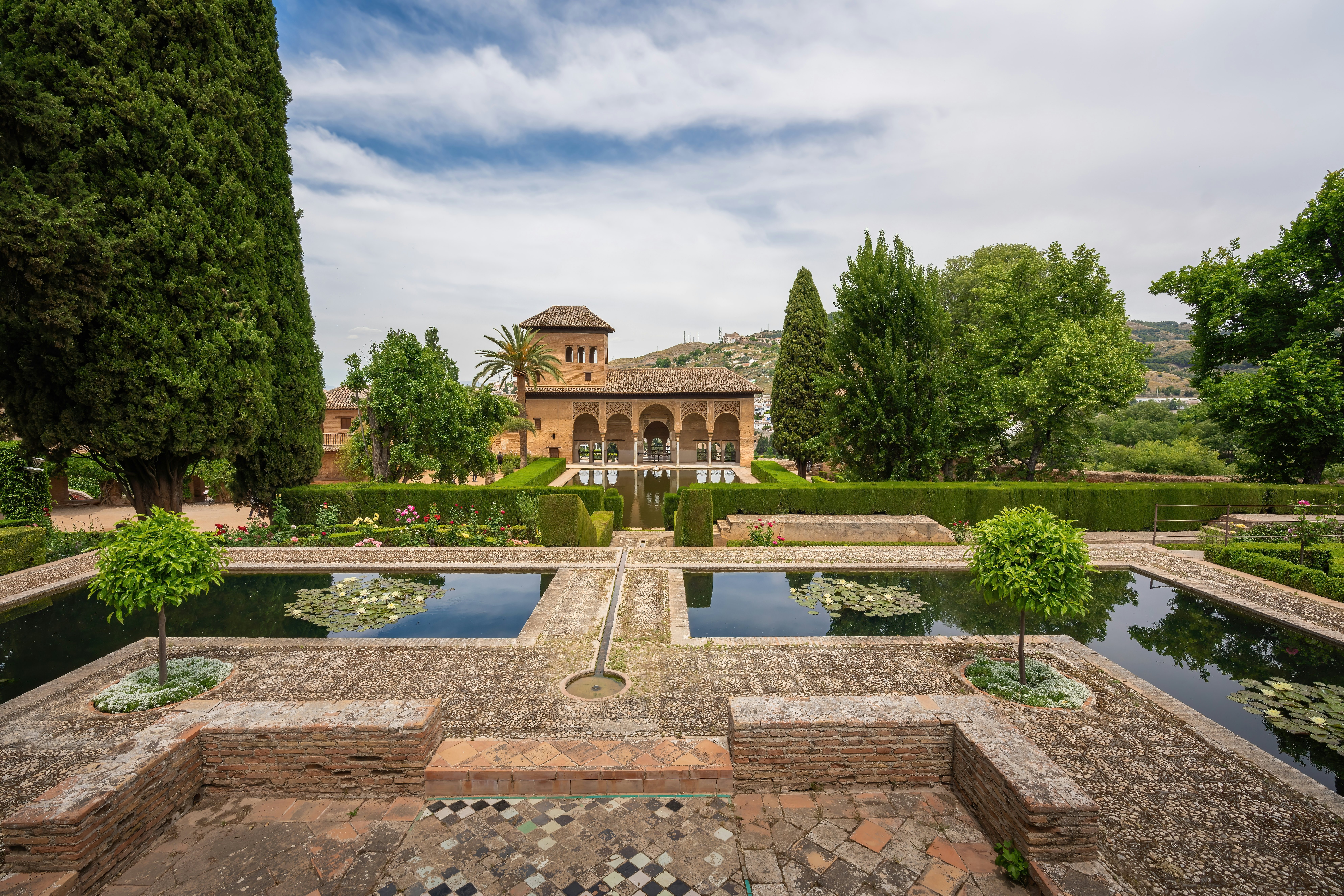 Partal Palace and Gardens at El Partal area of Alhambra - Granada, Andalusia.
