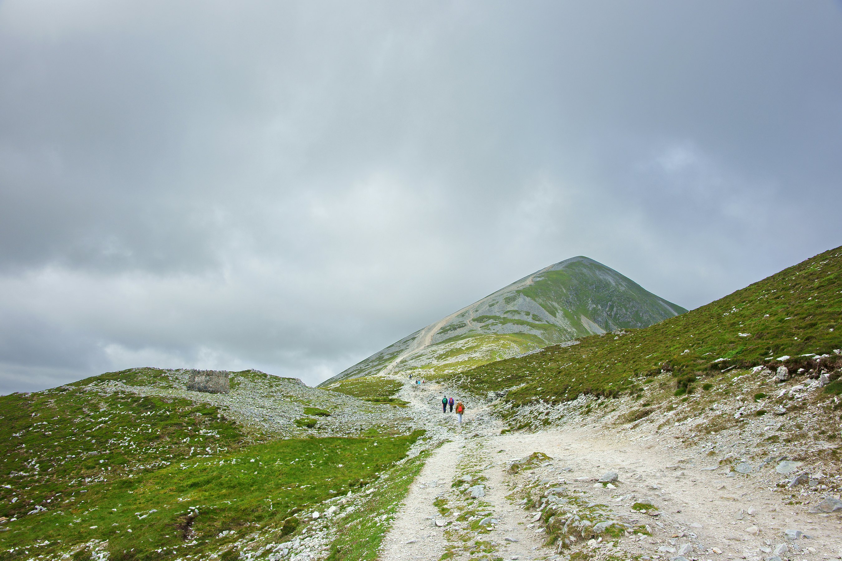 A distant view of the summit of the Holy mountain of Croagh Patrick, County Mayo, Ireland.