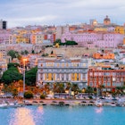 Cityscape with marina in the Mediterranian sea in the evening, Cagliari, Sardinia, Italy, License Type: media, Download Time: 2024-11-16T14:25:08.000Z, User: nic.dhoedt_lonelyplanet, Editorial: false, purchase_order: 56530 - Guidebooks, job: Global Publishing Wip, client: Lonely Planet Italy 17, other: Nicolas D'Hoedt