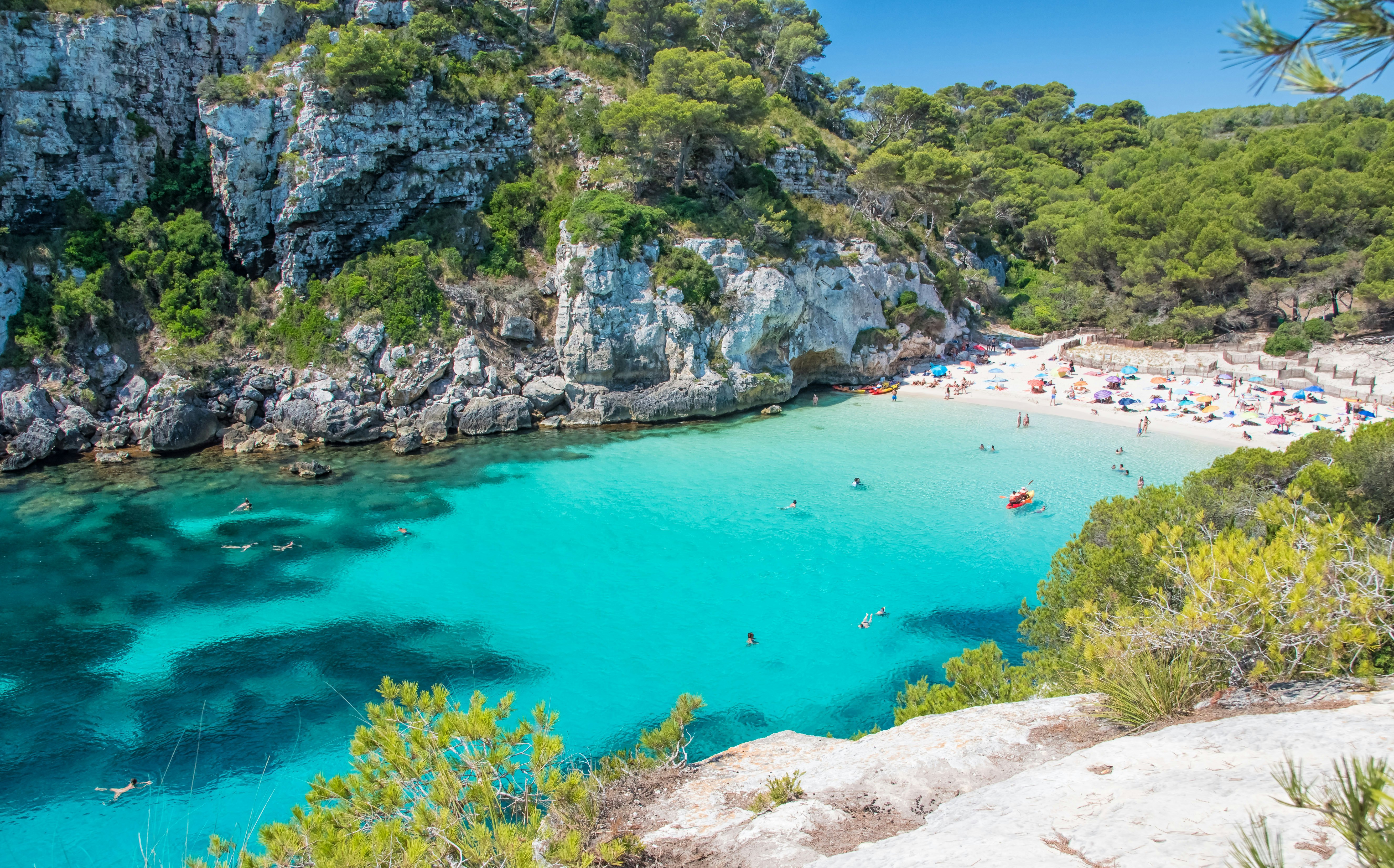 Cala Macarelleta beach in Menorca, Balearic Islands, Spain.