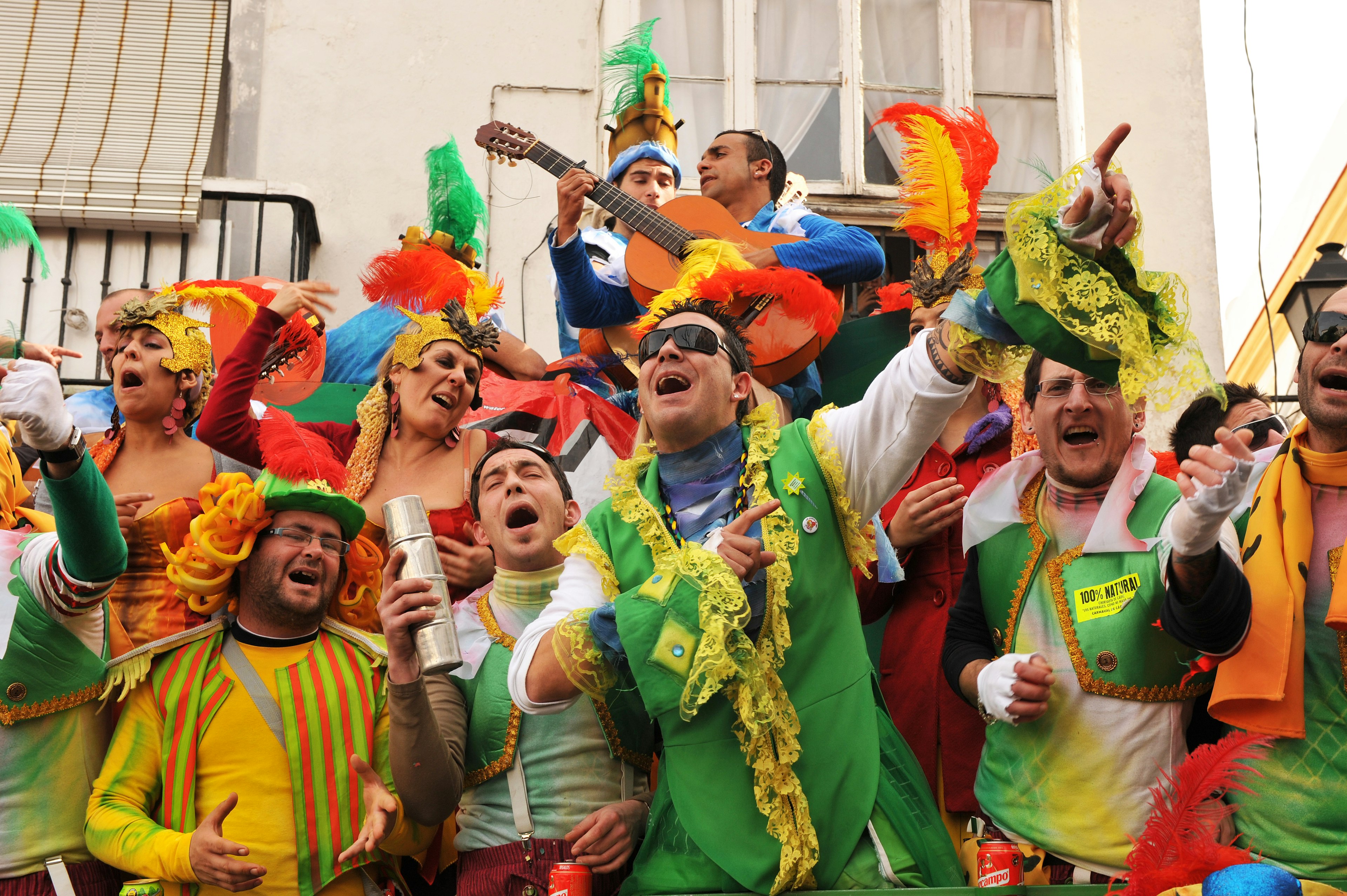 Carnaval singers during the famous Carnaval of Cadiz, Andalusia, Spain.