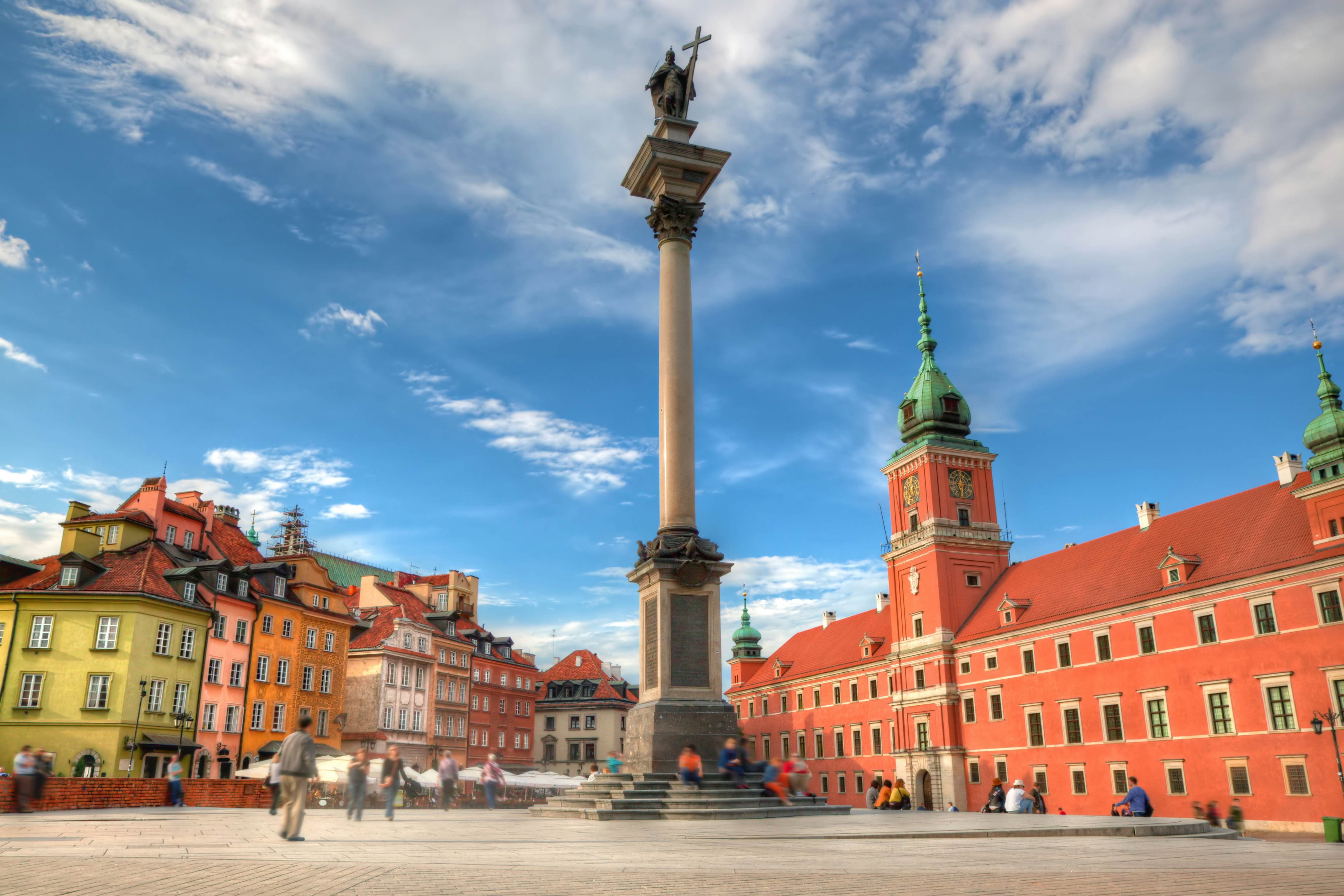 The Royal Castle and Sigismund's Column in Warsaw, Poland.