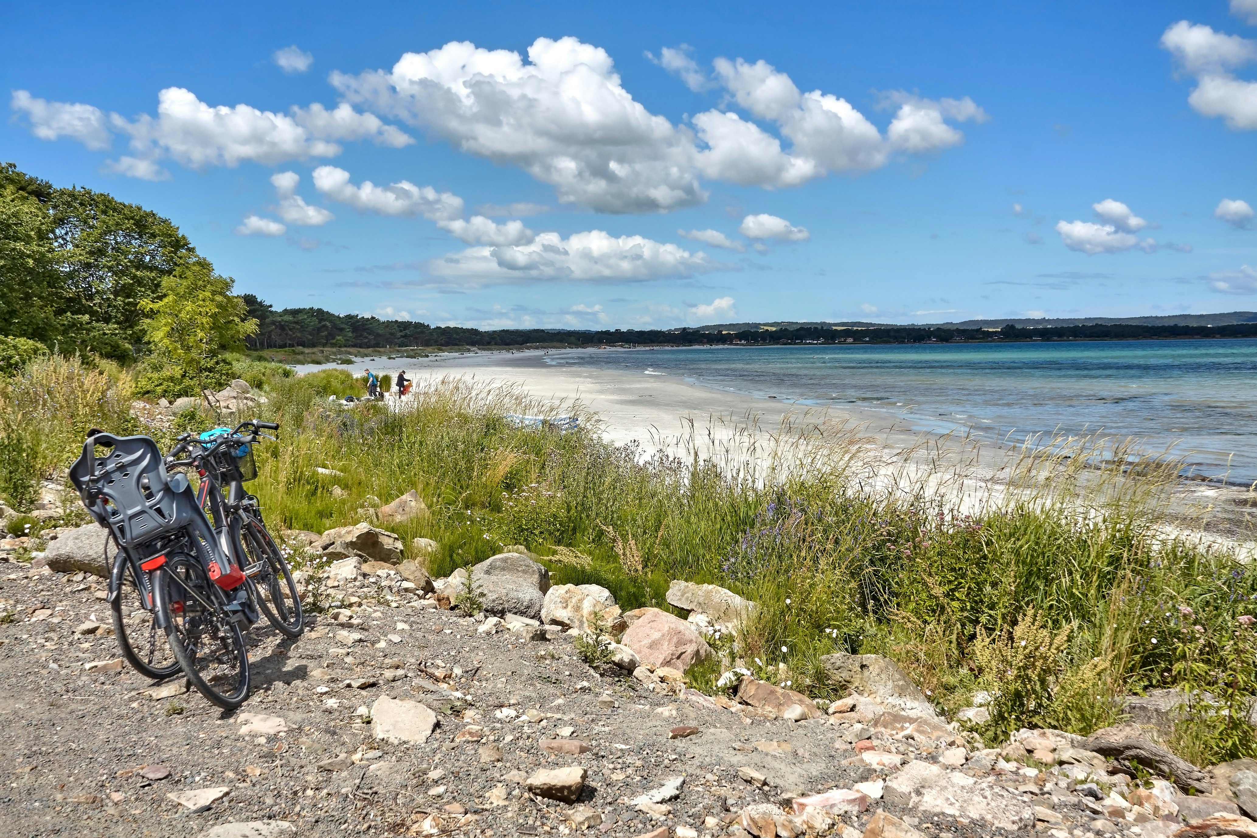 Bicycles parked by the Baltic Sea on the southern side of Bornholm island.