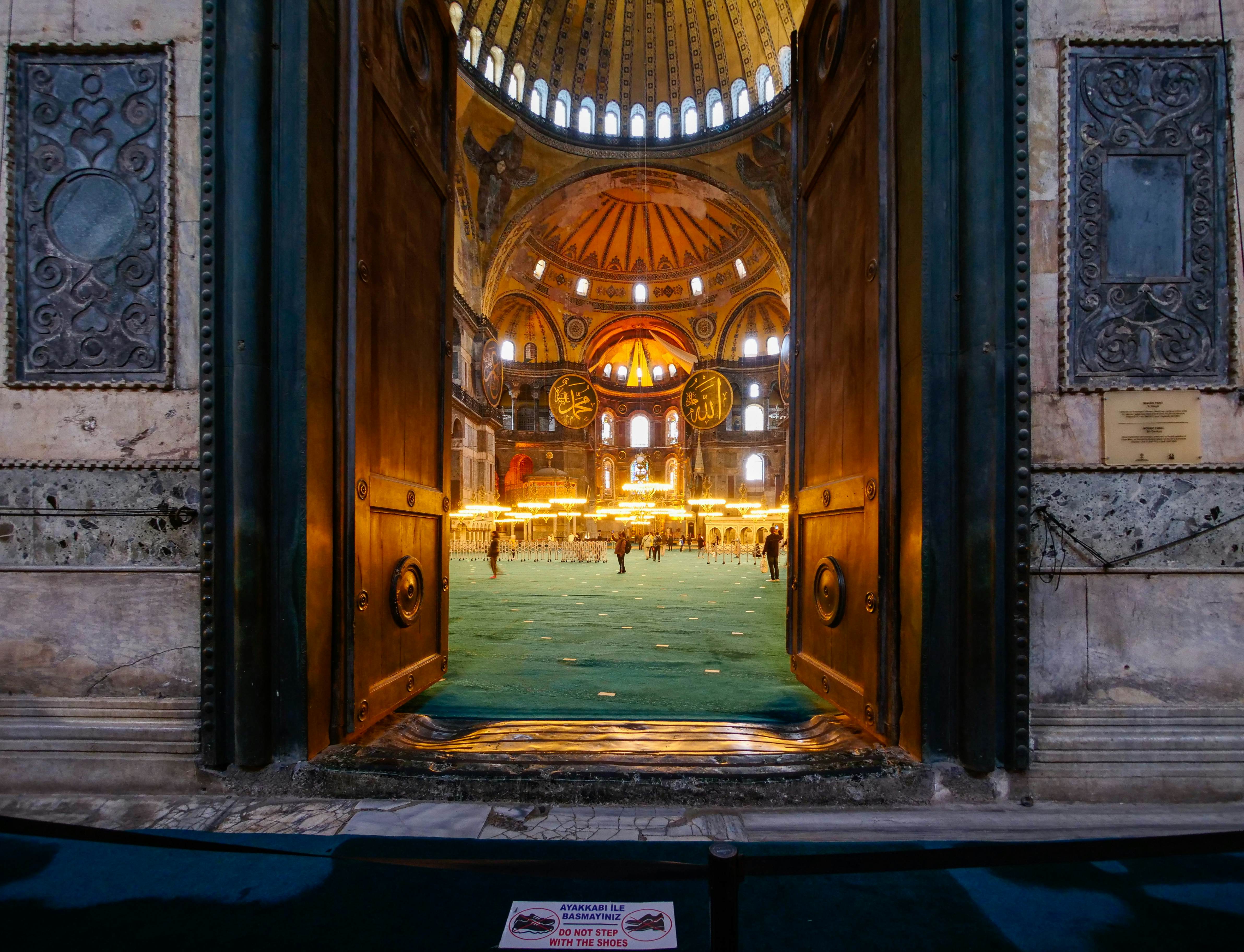 Hagia Sophia Mosque official name Ayasofya-i Kebîr Câmi-i Şerîfi interior view inner narthex emperor's gate