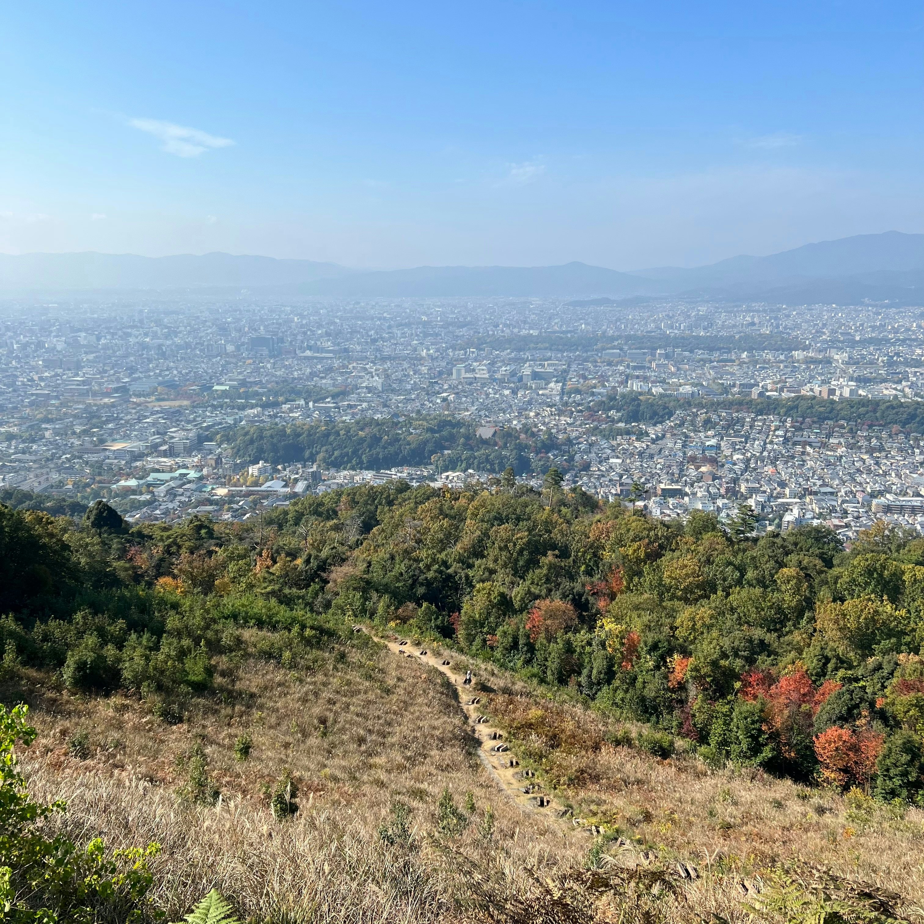 View of Kyoto from the walking trail on Mt Daimonji.