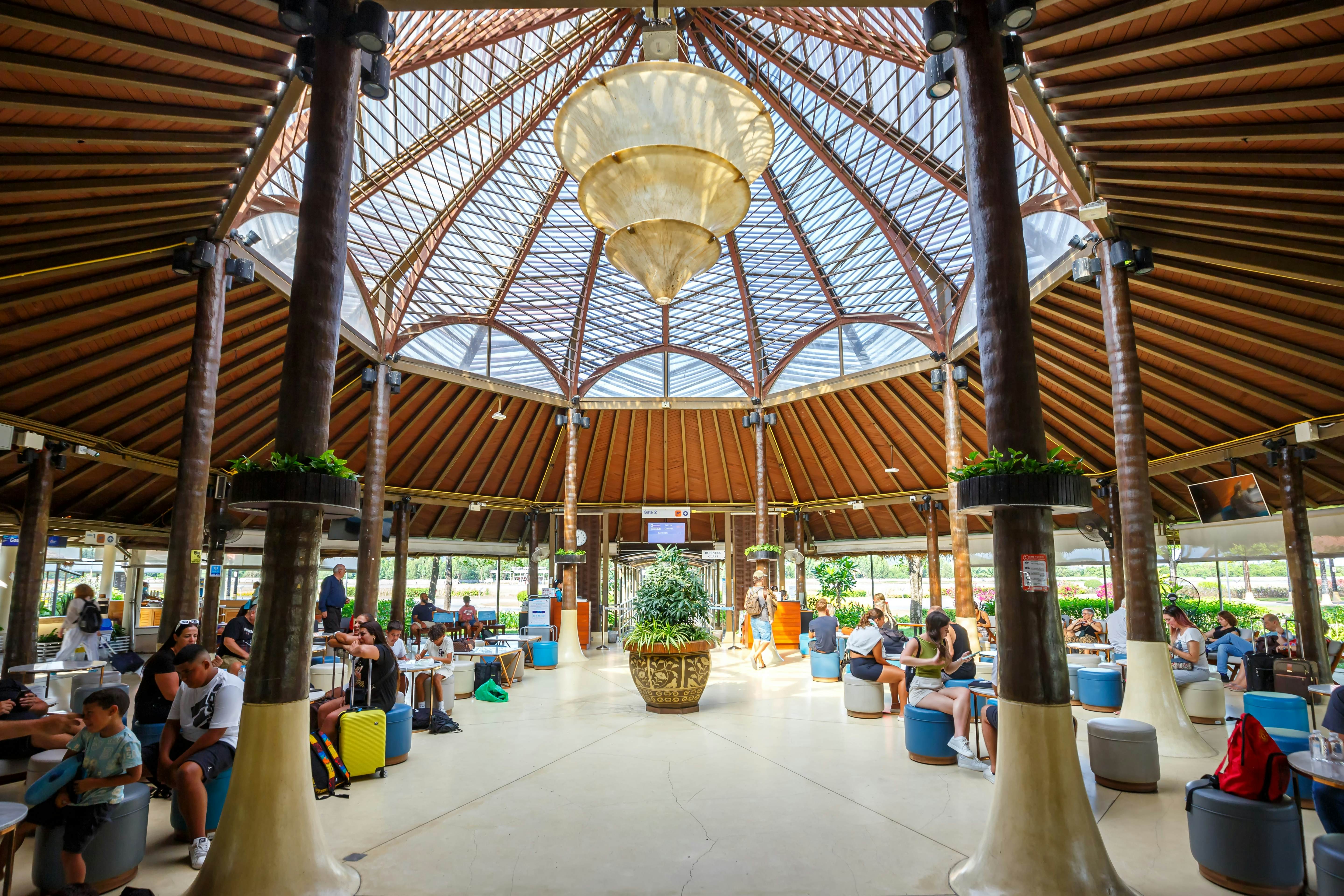 Waiting area at the terminal of Ko Samui (USM) Airport in Thailand