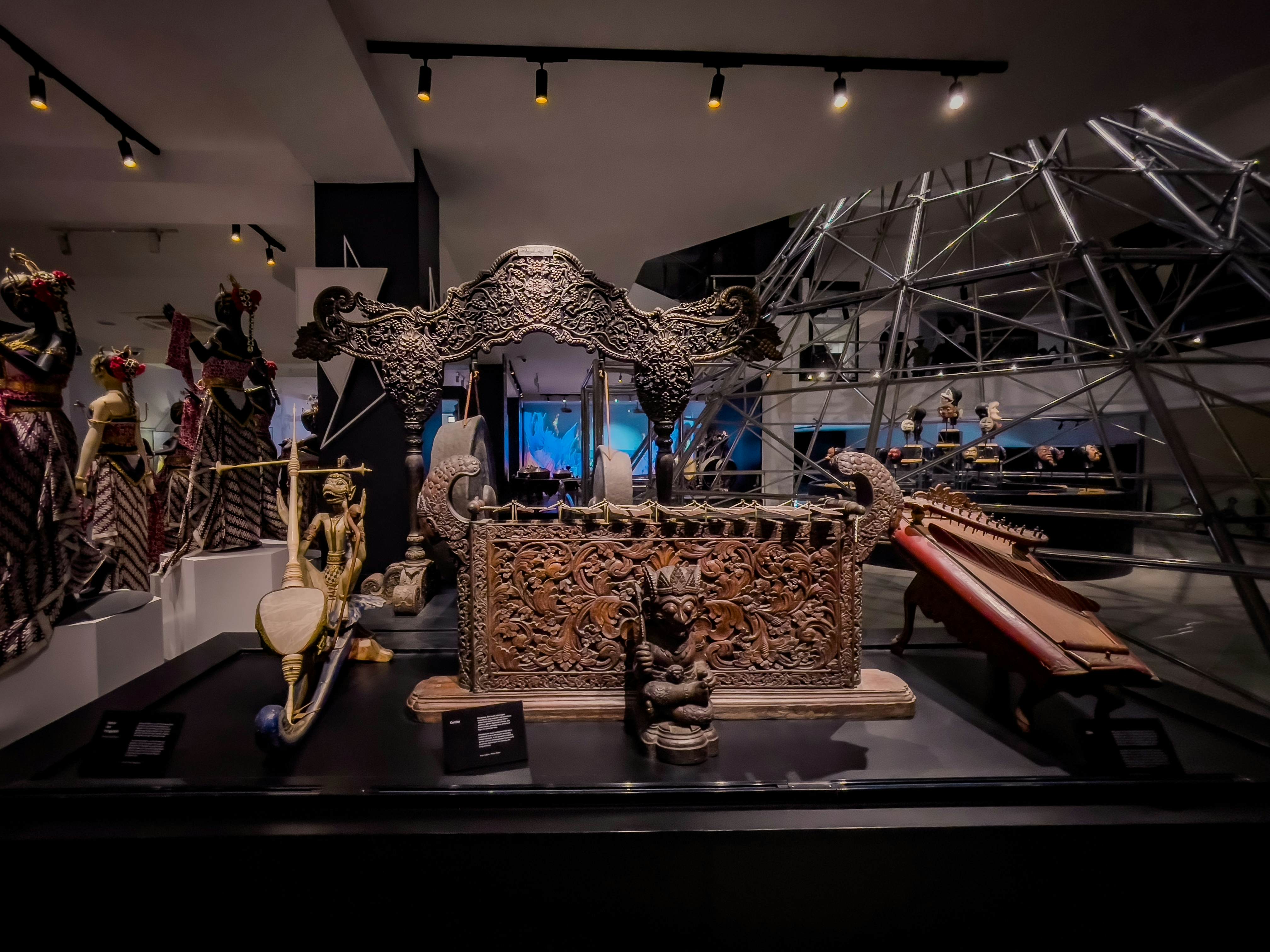 A gamelan display at the Sonobudoyo Museum, Yogyakarta, Indonesia.