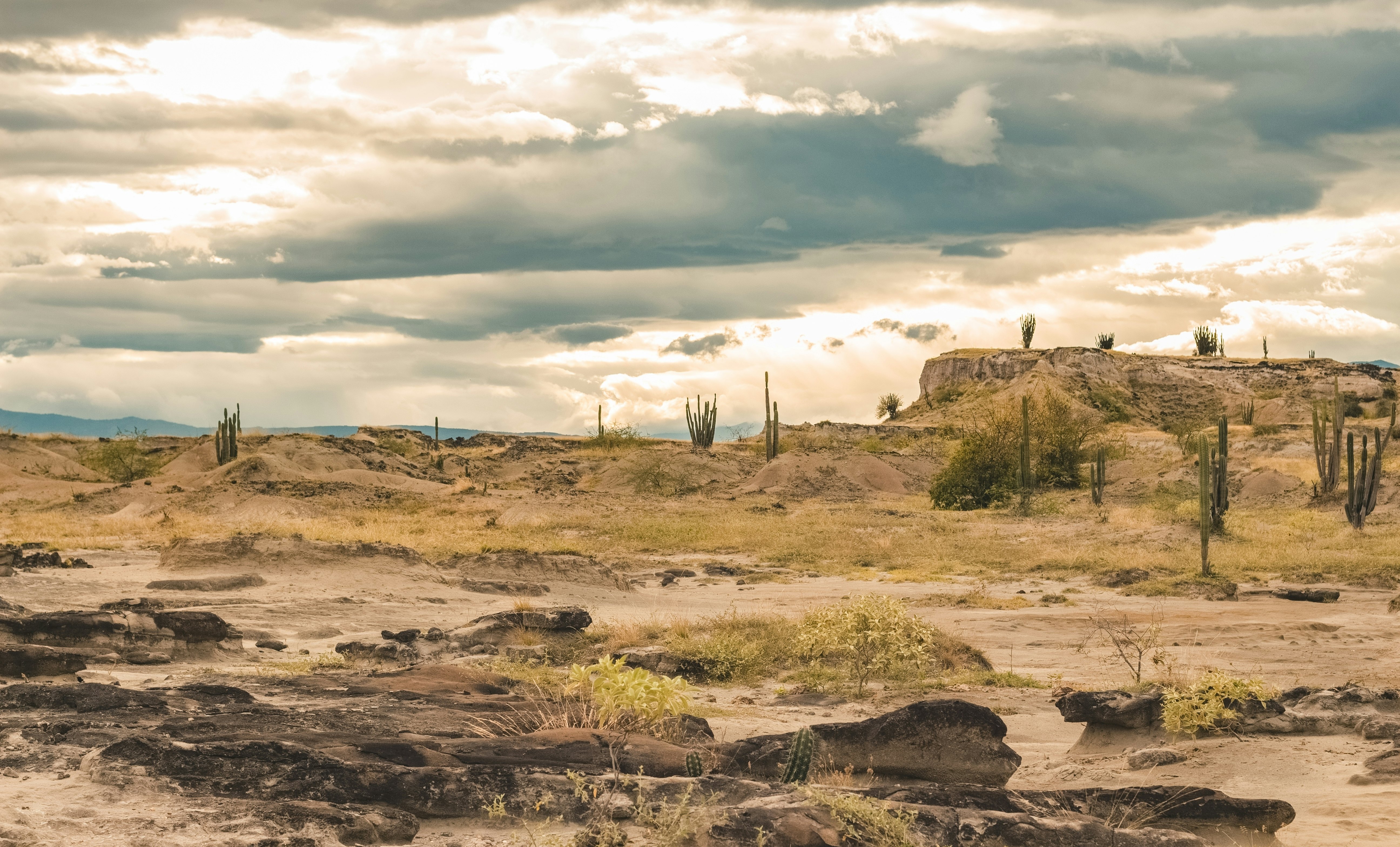 Panorama of the Tatacoa desert with a morning light