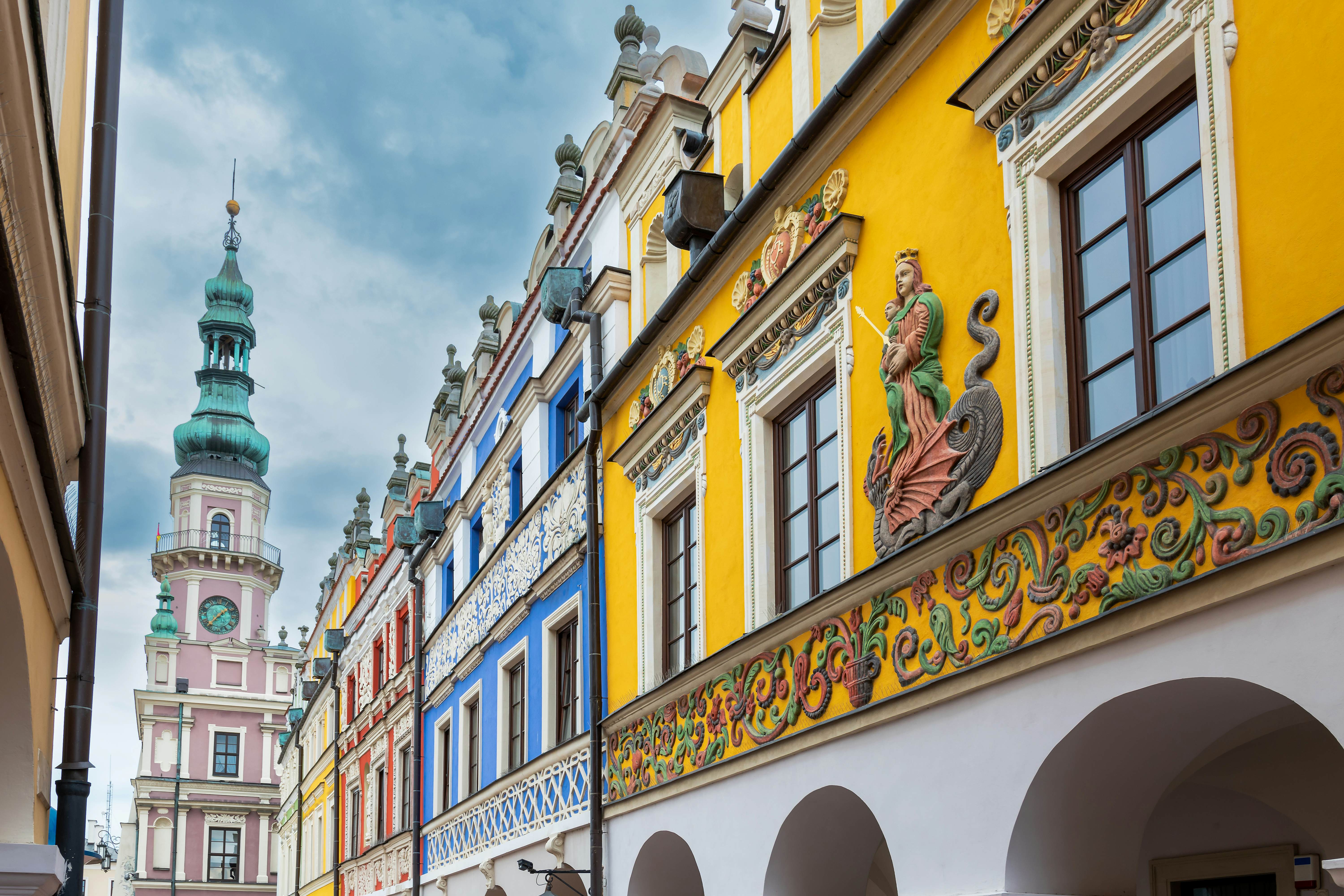 Italianate architecture in the historic center of Zamosc, Poland.