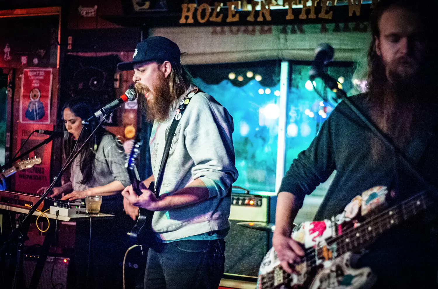 A band plays on a stage
