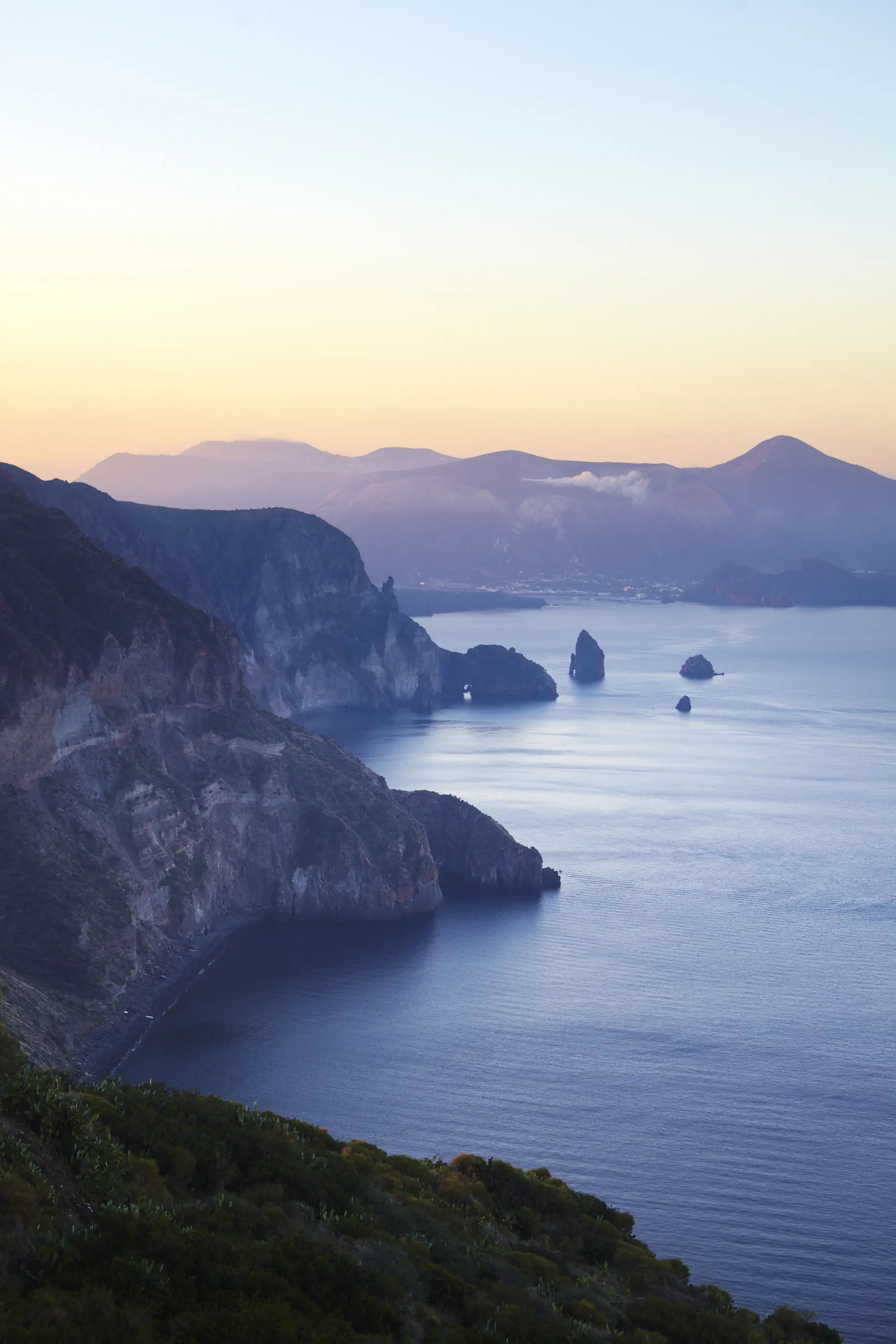 Views looking out towards Vulcano island from west coast of Lipari.