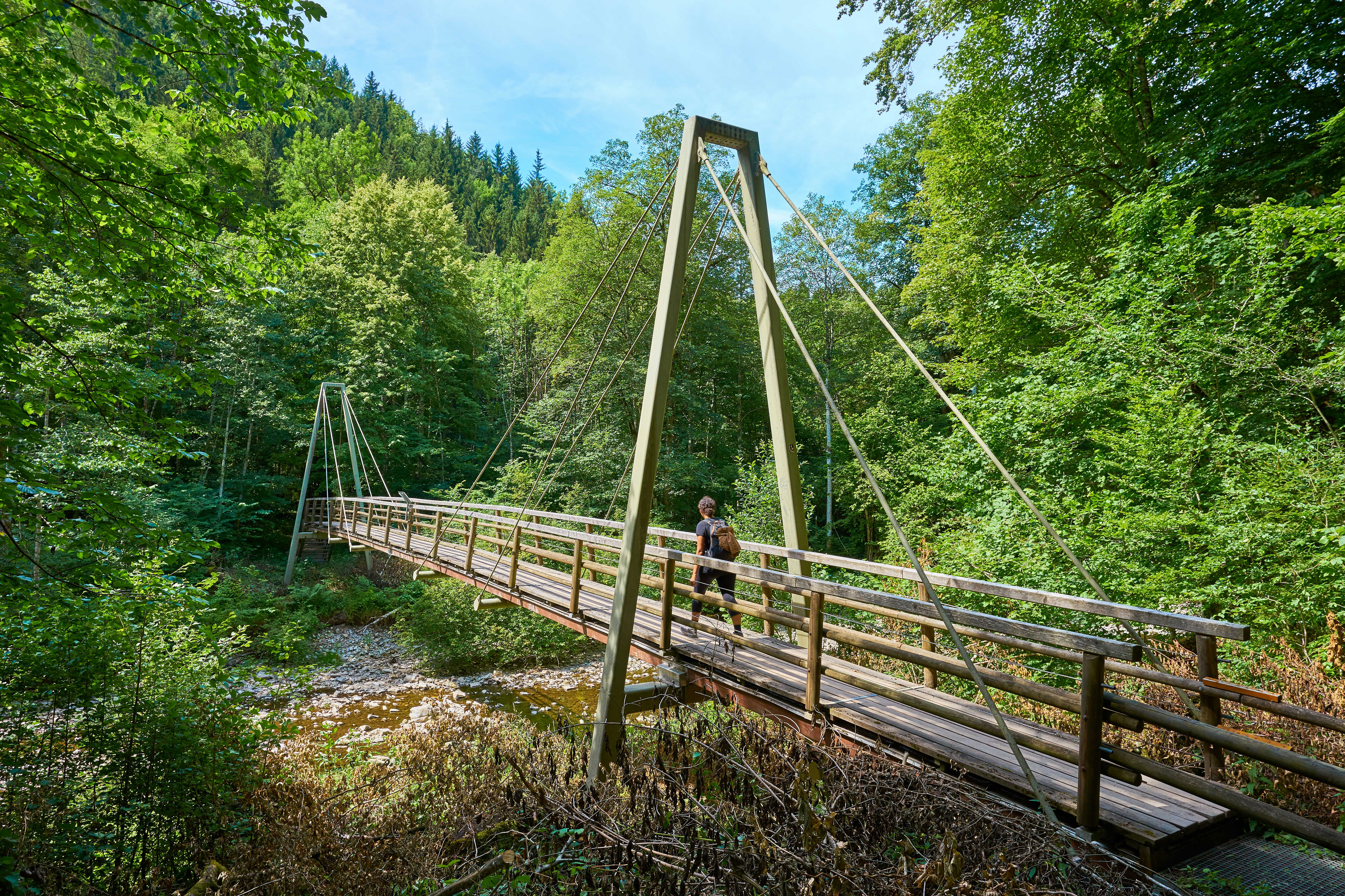 Hiking in the Canyon "Wutachschlucht" in the Black Forest in Germany