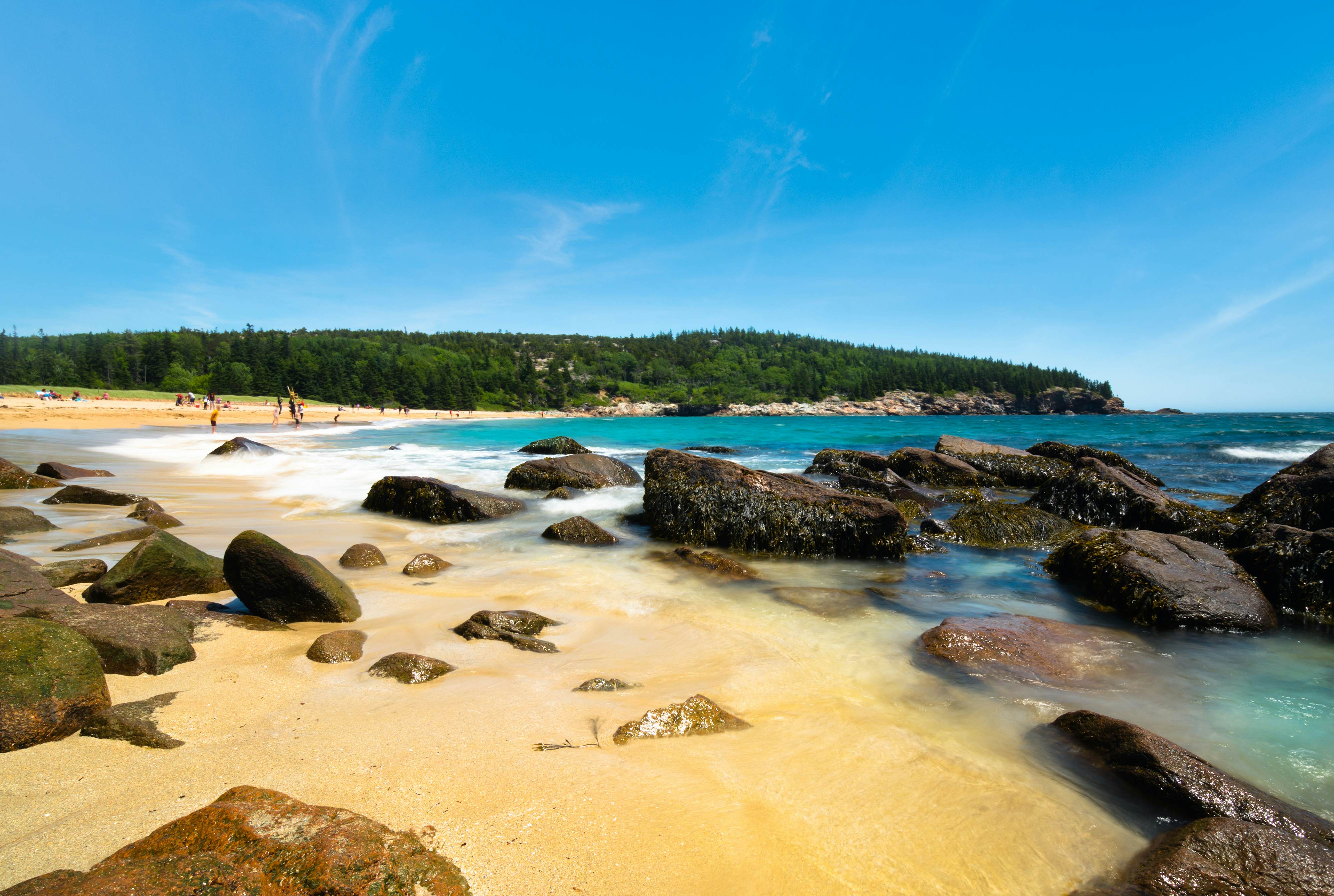 A view of Sand Beach in Acadia National Park