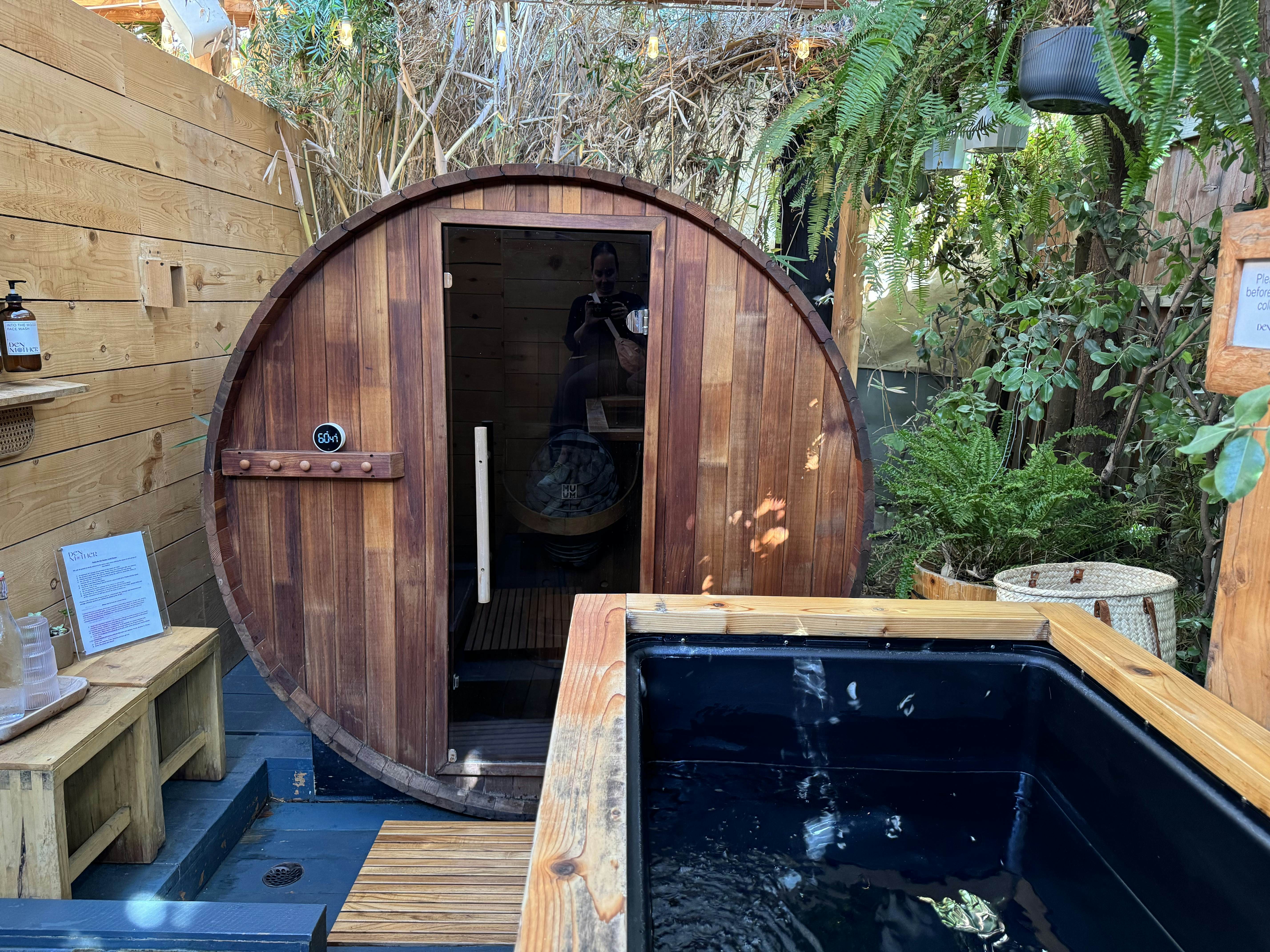 Sauna and soaking tub at a wellness center in LA.