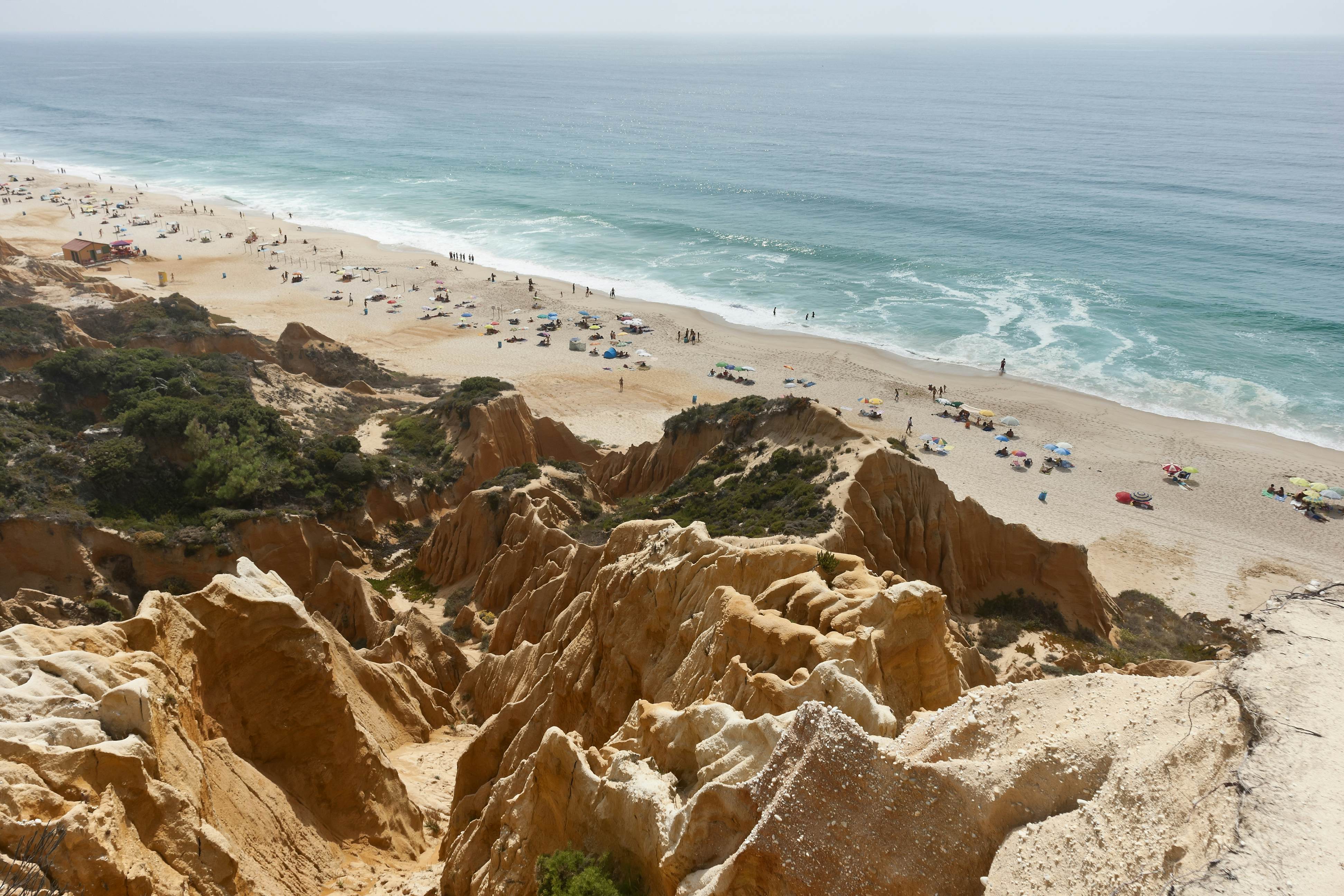 Sandstone cliffs in Gale beach, Comporta , Portugal.