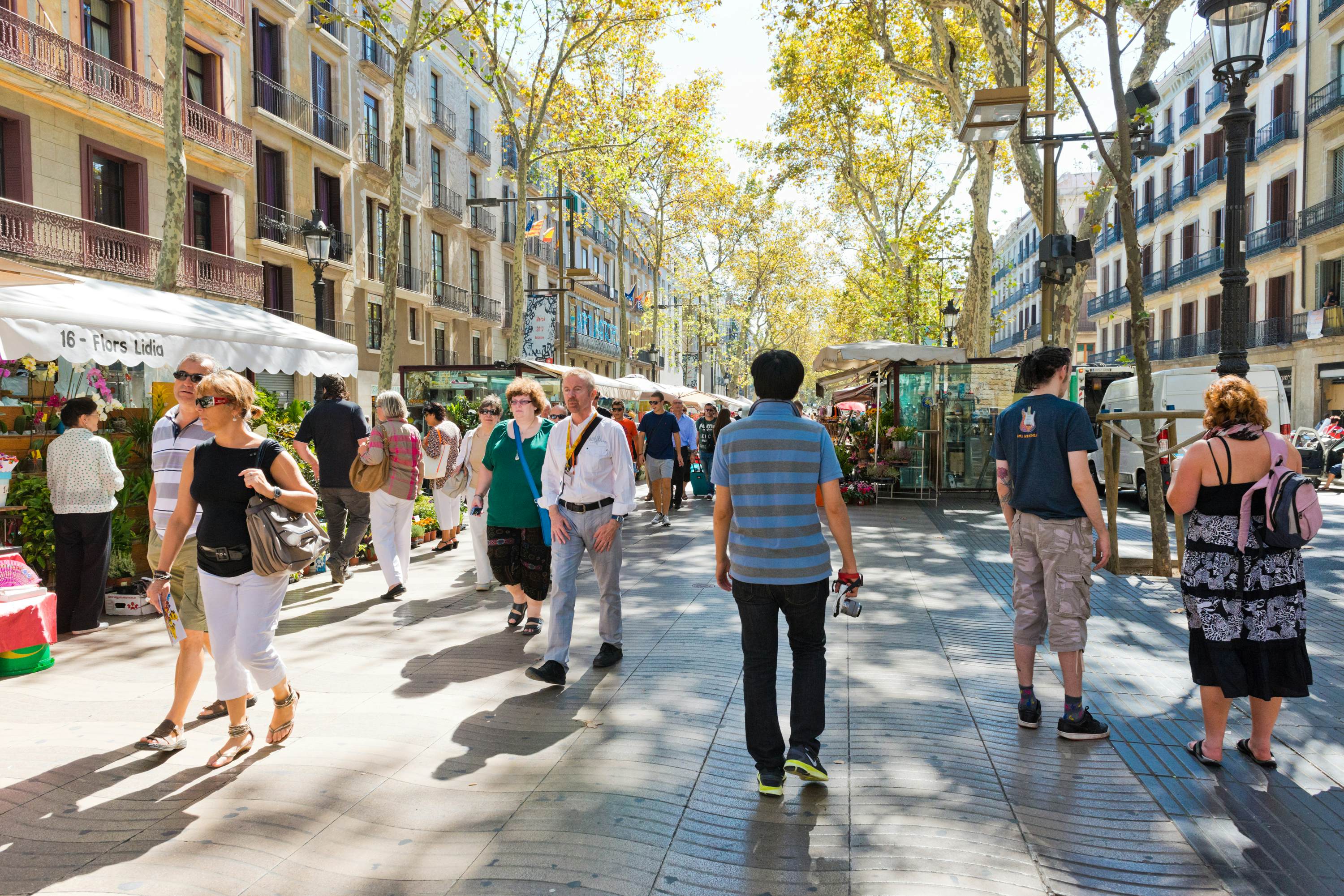 People walking on La Rambla in Spain