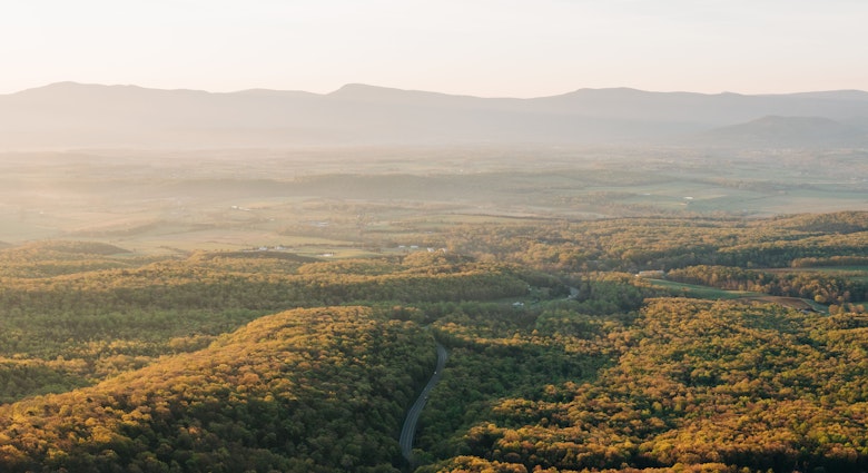 View of the Shenandoah Valley and Blue Ridge Mountains at sunrise, from the Massanutten Storybook Trail in Luray, Virginia, License Type: media, Download Time: 2025-01-27T22:09:08.000Z, User: adouglaslott59, Editorial: false, purchase_order: 65050 - Digital Destinations and Articles, job: future digital articles, client: future digital articles, other: Ann Douglas Lott
