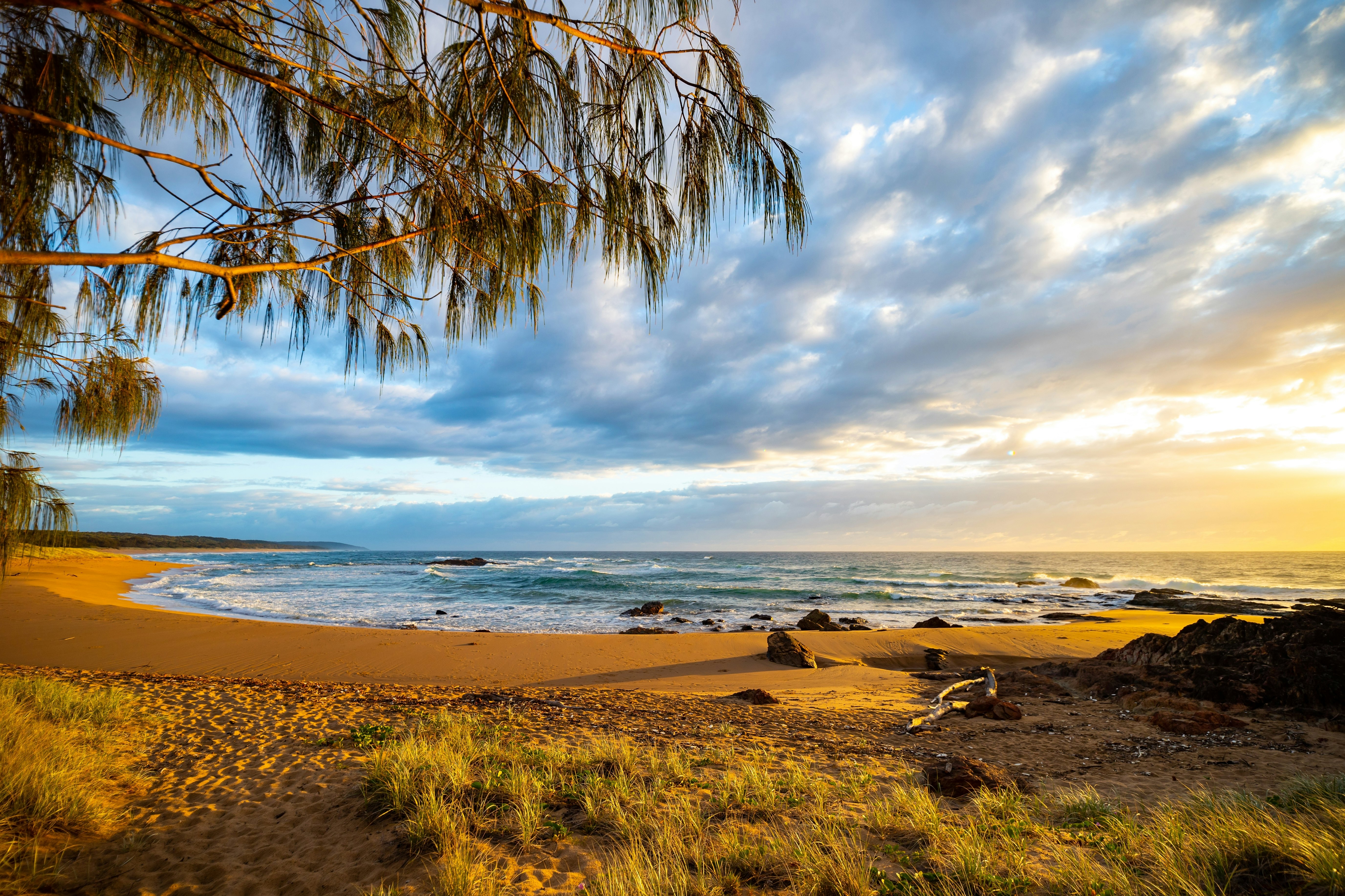 colorful sunrise on the wreck rock beach in deepwater national park near agnes water and town of 1770, gladstone region in queensland, australia; rural australia landscape, red sand beach, License Type: media, Download Time: 2024-09-03T21:59:08.000Z, User: robinbarton170, Editorial: false, purchase_order: 56530, job: Global Publishing-WIP, client: Where To Go When With Kids 1, other: Robin Barton