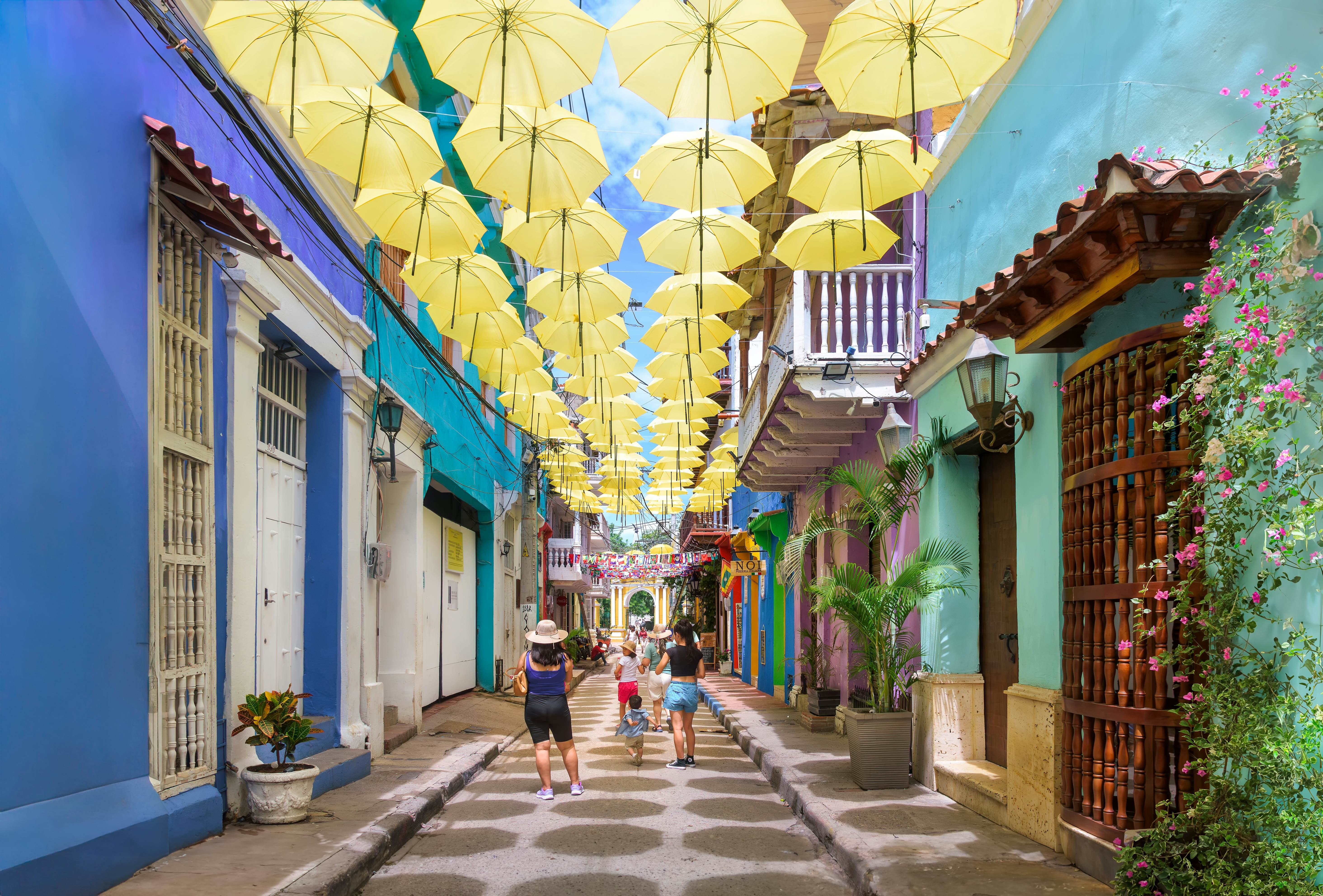 Colorful street in Cartagena